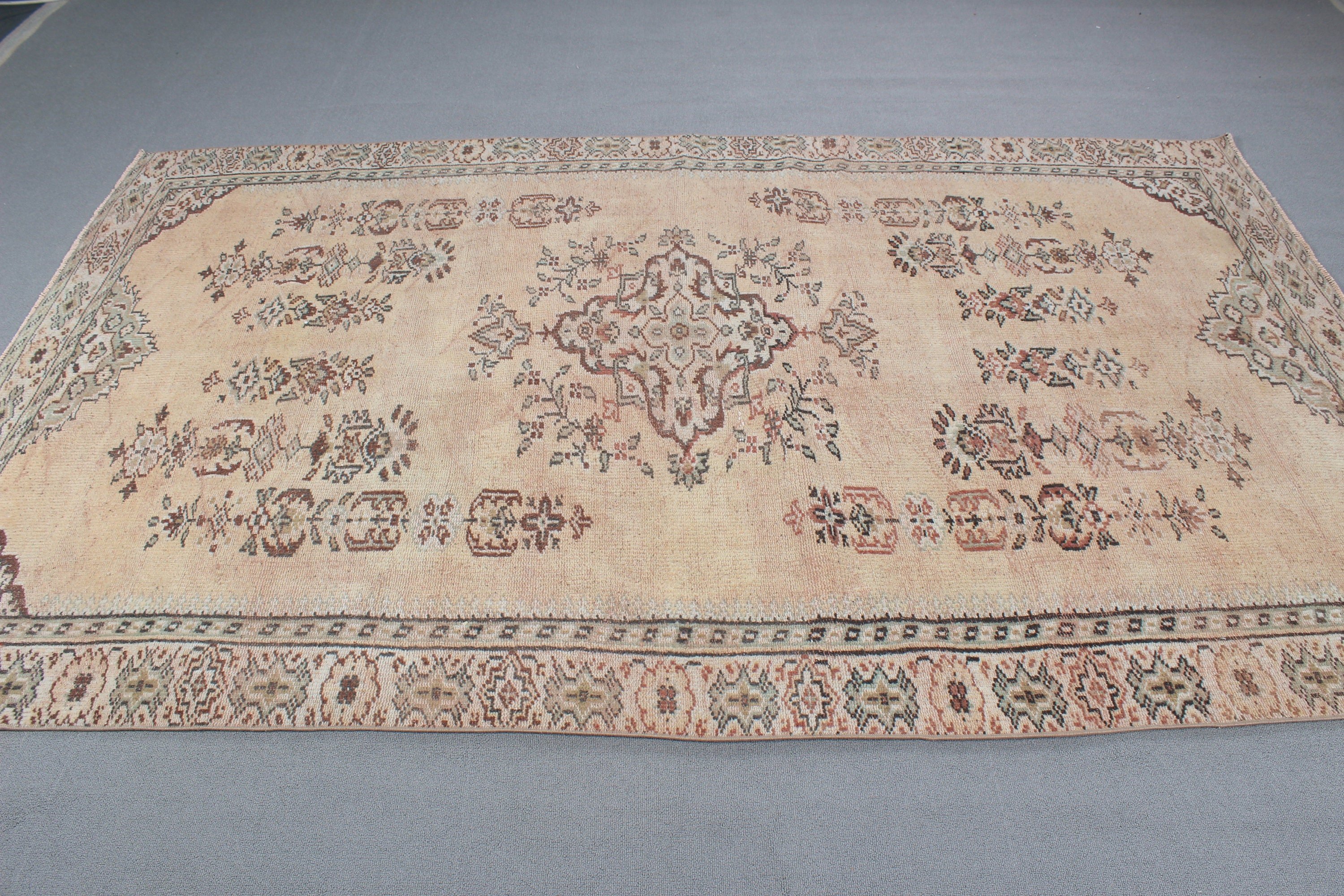 Sarı Yer Halıları, Mutfak Halısı, Büyük Boho Halıları, Büyük Oushak Halıları, 5.4x8.9 ft Büyük Halılar, Türk Halıları, Vintage Halı