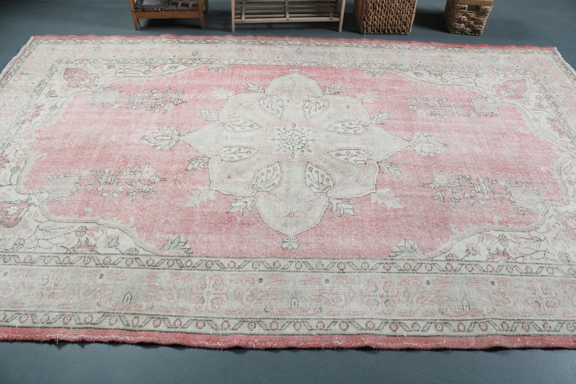 Living Room Rug, Rugs for Salon, Large Wool Rug Rugs, Turkish Rugs, Bedroom Rug, Salon Rugs, Vintage Rug, 6.1x9.9 ft Large Rugs, Wool Rug