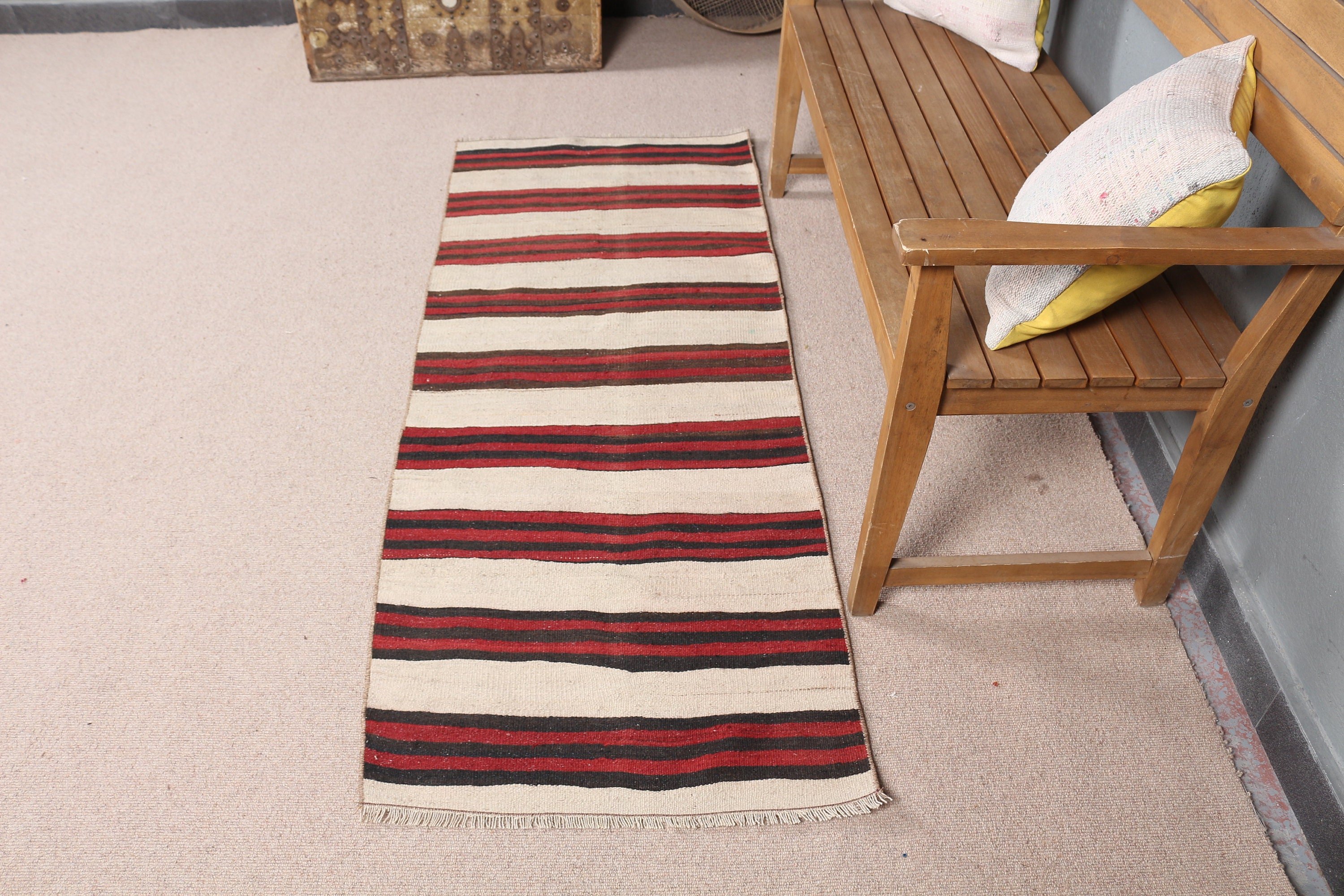 Vintage Halılar, Kilim, 2.2x5.9 ft Yolluk Halı, Mutfak Halısı, Ev Dekorasyonu Halıları, Bej Yatak Odası Halıları, Oushak Halısı, Merdiven Halıları, Türk Halısı