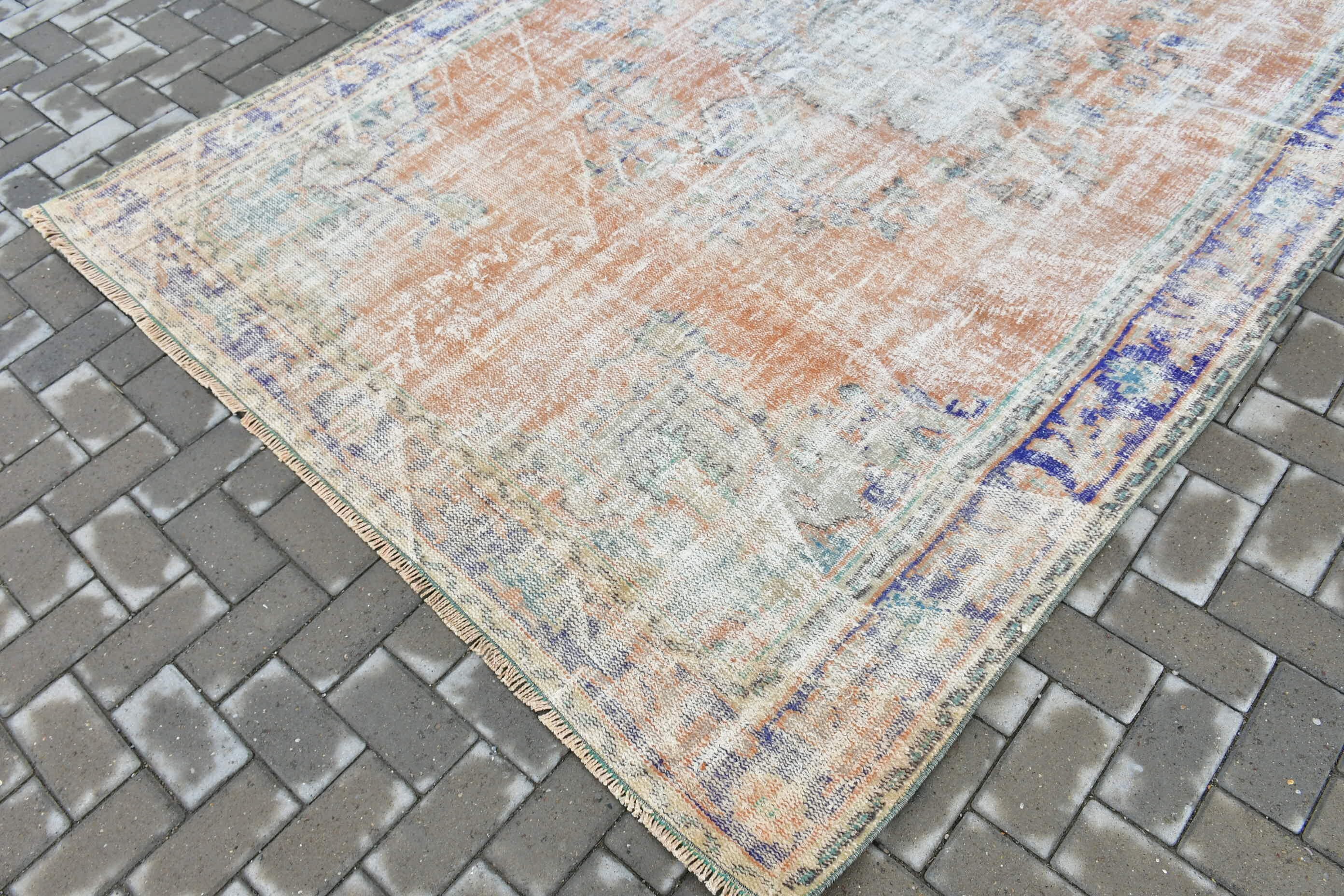 Floor Rugs, Dining Room Rug, Old Rug, Moroccan Rug, Orange Bedroom Rugs, Living Room Rug, Vintage Rug, Turkish Rug, 6.2x9.4 ft Large Rugs