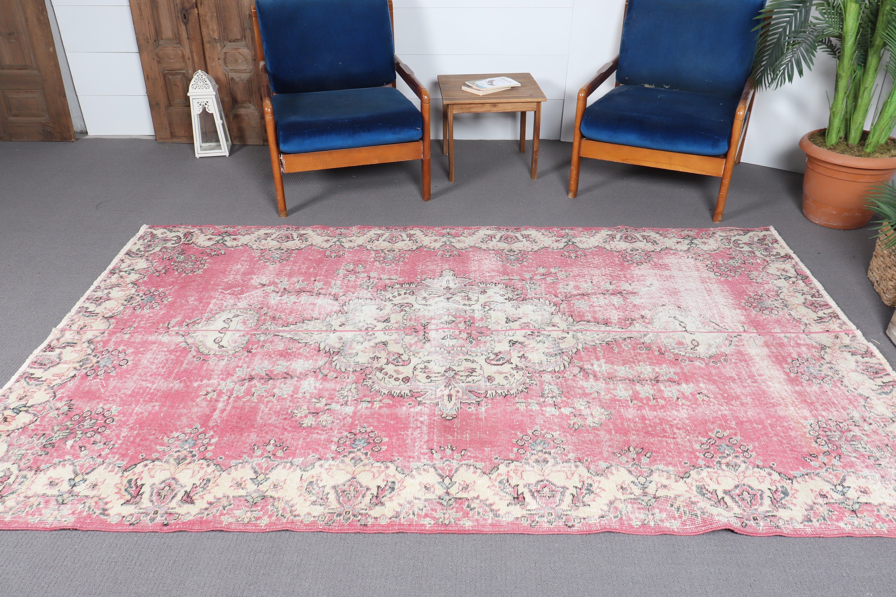 Anatolian Rug, Salon Rugs, 5.2x8.6 ft Large Rug, Vintage Rugs, Kitchen Rug, Pink Kitchen Rug, Bedroom Rug, Rugs for Bedroom, Turkish Rugs