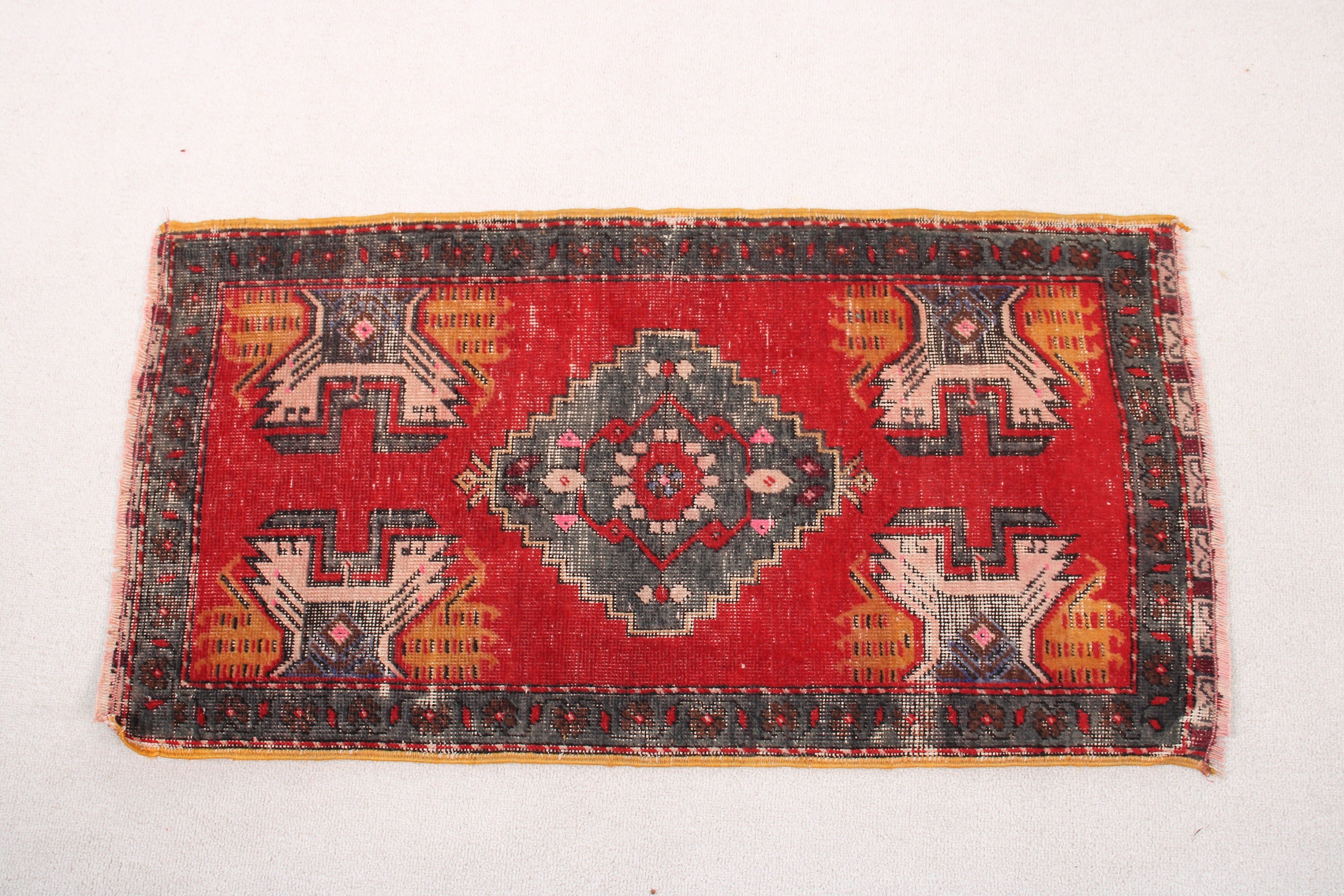 Boho Halı, Nötr Halı, 1.6x3.1 ft Küçük Halı, Giriş Halıları, Türk Halısı, Banyo Halıları, Kırmızı Fas Halısı, Vintage Halılar, Duvara Asılı Halı