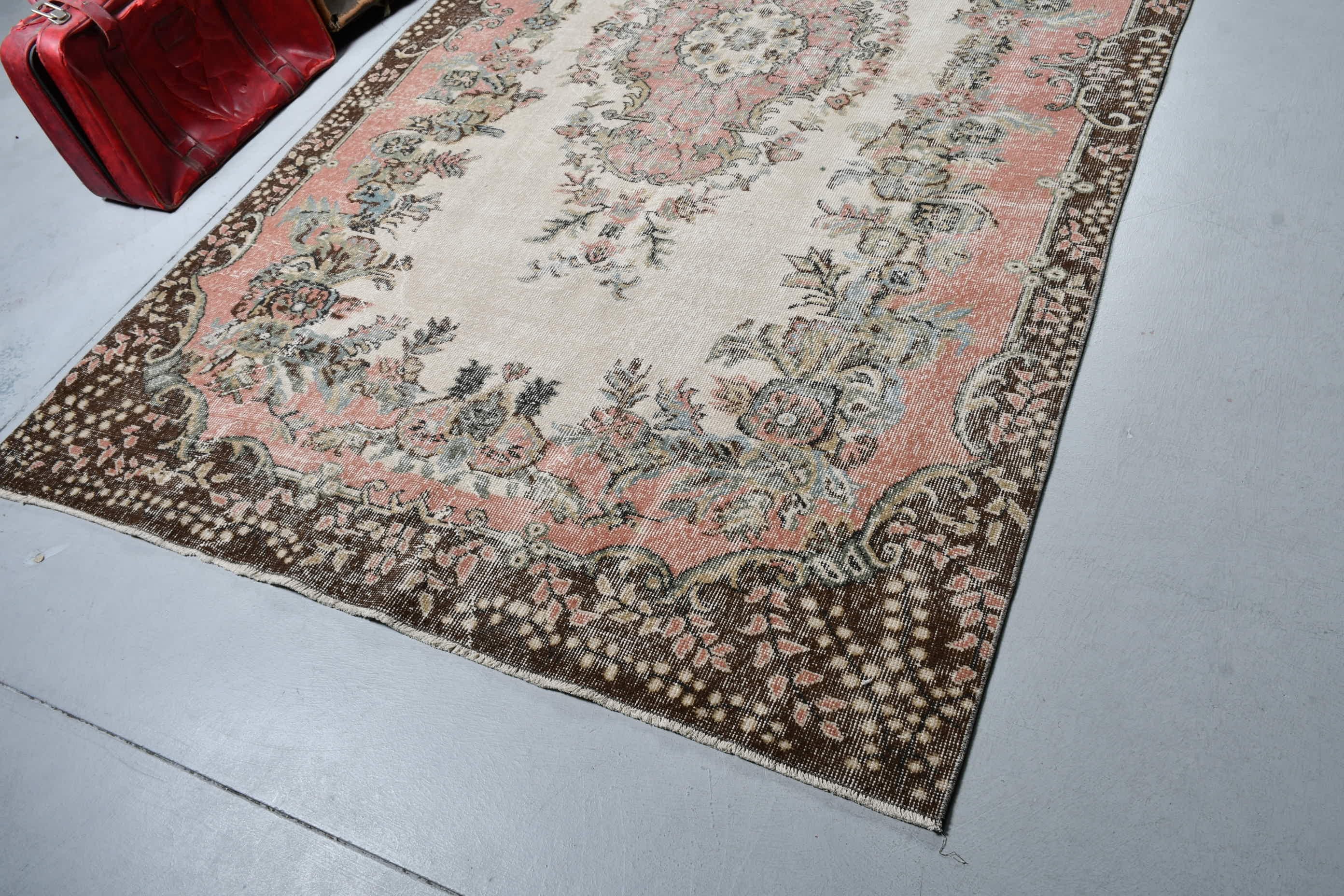 Beige Floor Rug, Dorm Rug, 5.7x9.8 ft Large Rug, Vintage Rug, Dining Room Rug, Salon Rugs, Cool Rug, Rugs for Salon, Turkish Rugs, Wool Rug