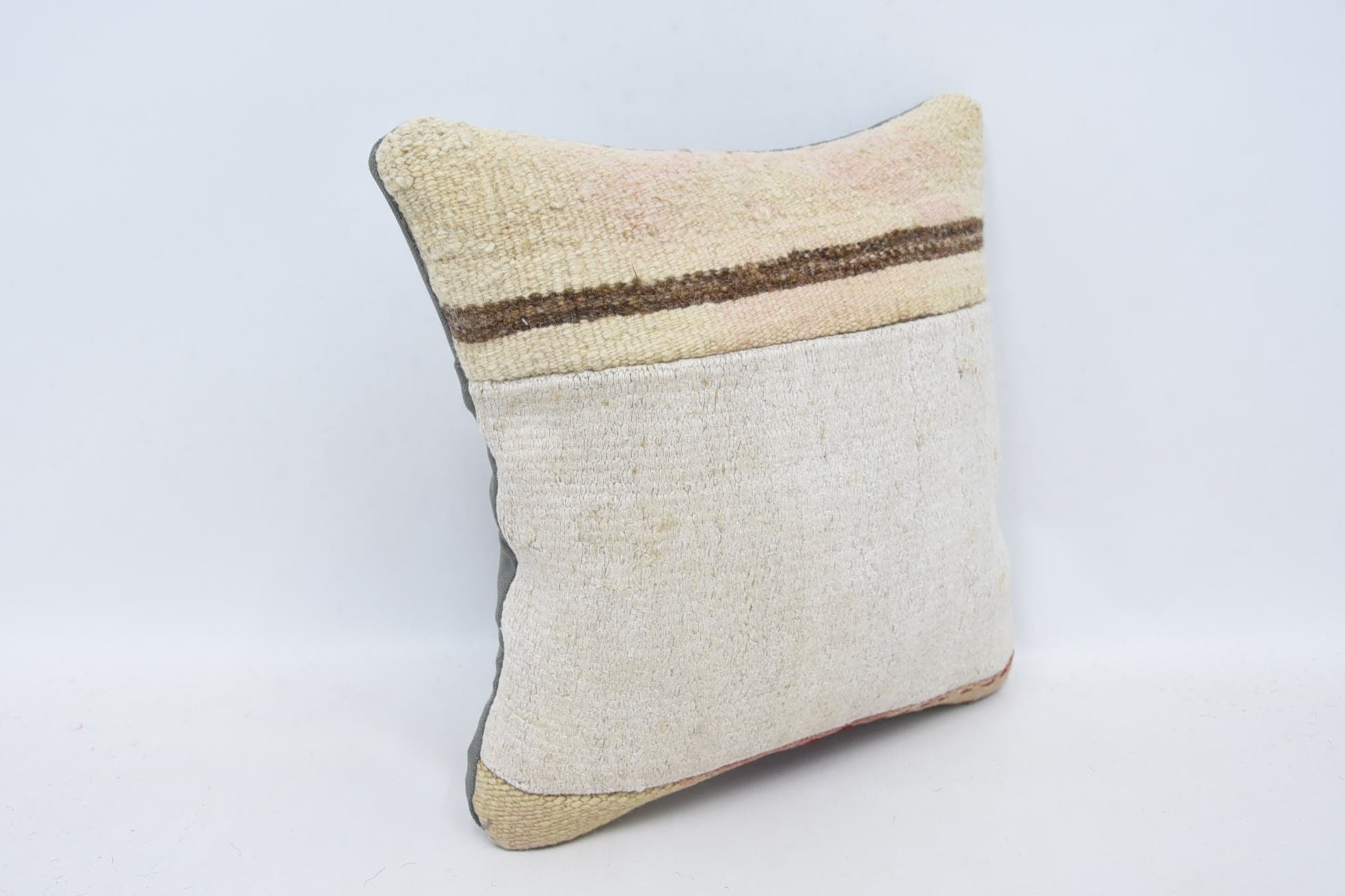 Crochet Pattern Pillow, Antique Pillows, Aztec Cushion, 14"x14" White Cushion Case, Kilim Cushion Sham, Pillow for Couch