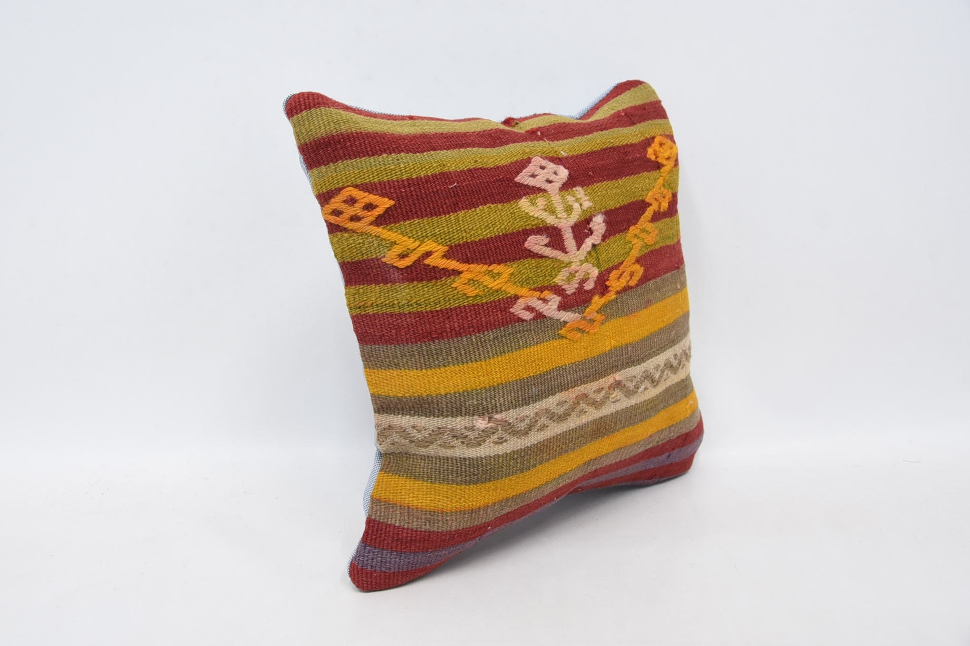 12"x12" Red Cushion, Handmade Kilim Cushion, Throw Kilim Pillow, Aztec Pillow, Kilim Cushion Sham, Ethnic Throw Pillow Cover