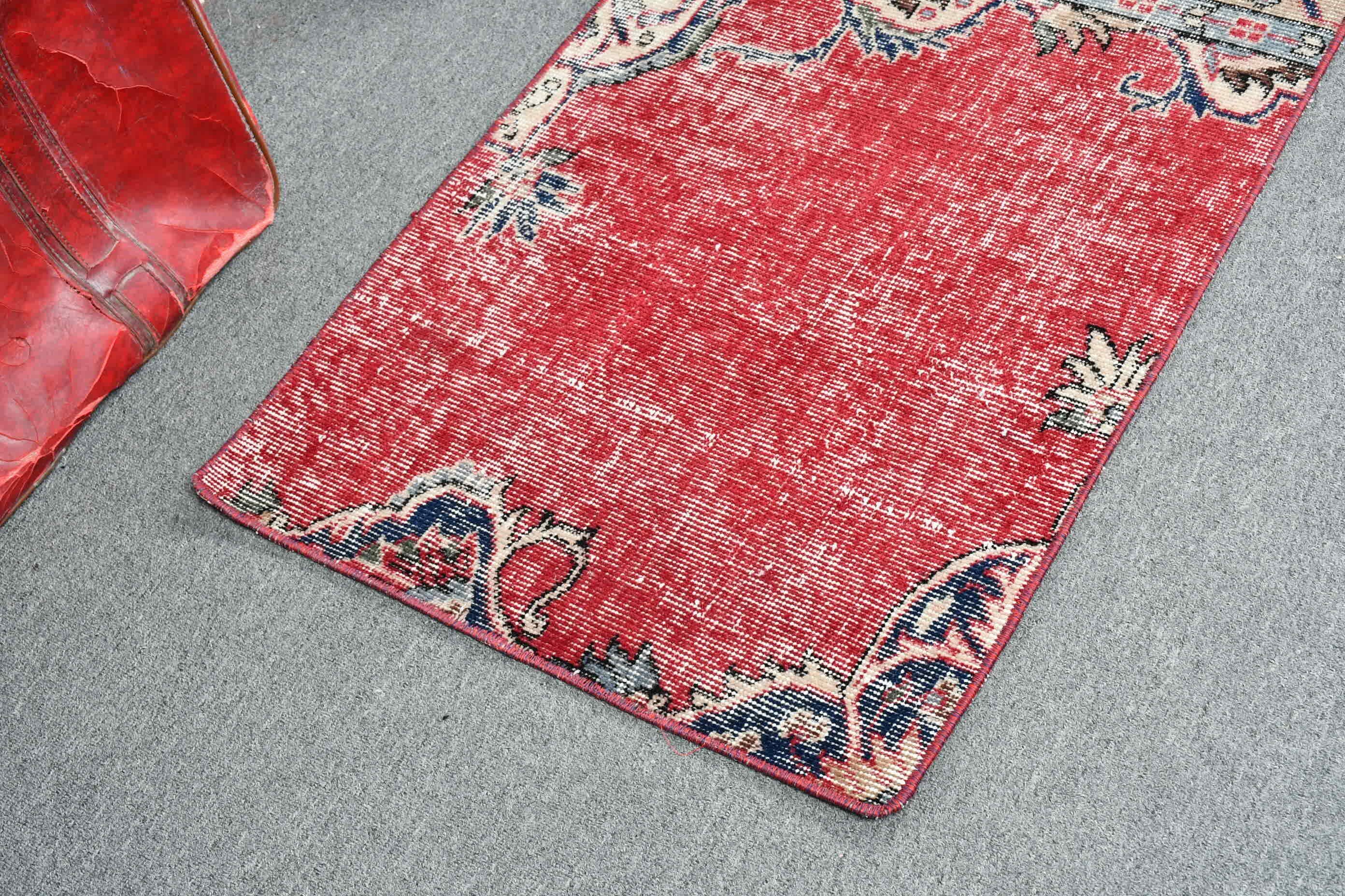 Vintage Rug, Door Mat Rugs, Art Rug, Antique Rug, Red Cool Rug, 2x3.6 ft Small Rugs, Entry Rug, Turkish Rugs, Floor Rugs, Rugs for Bedroom