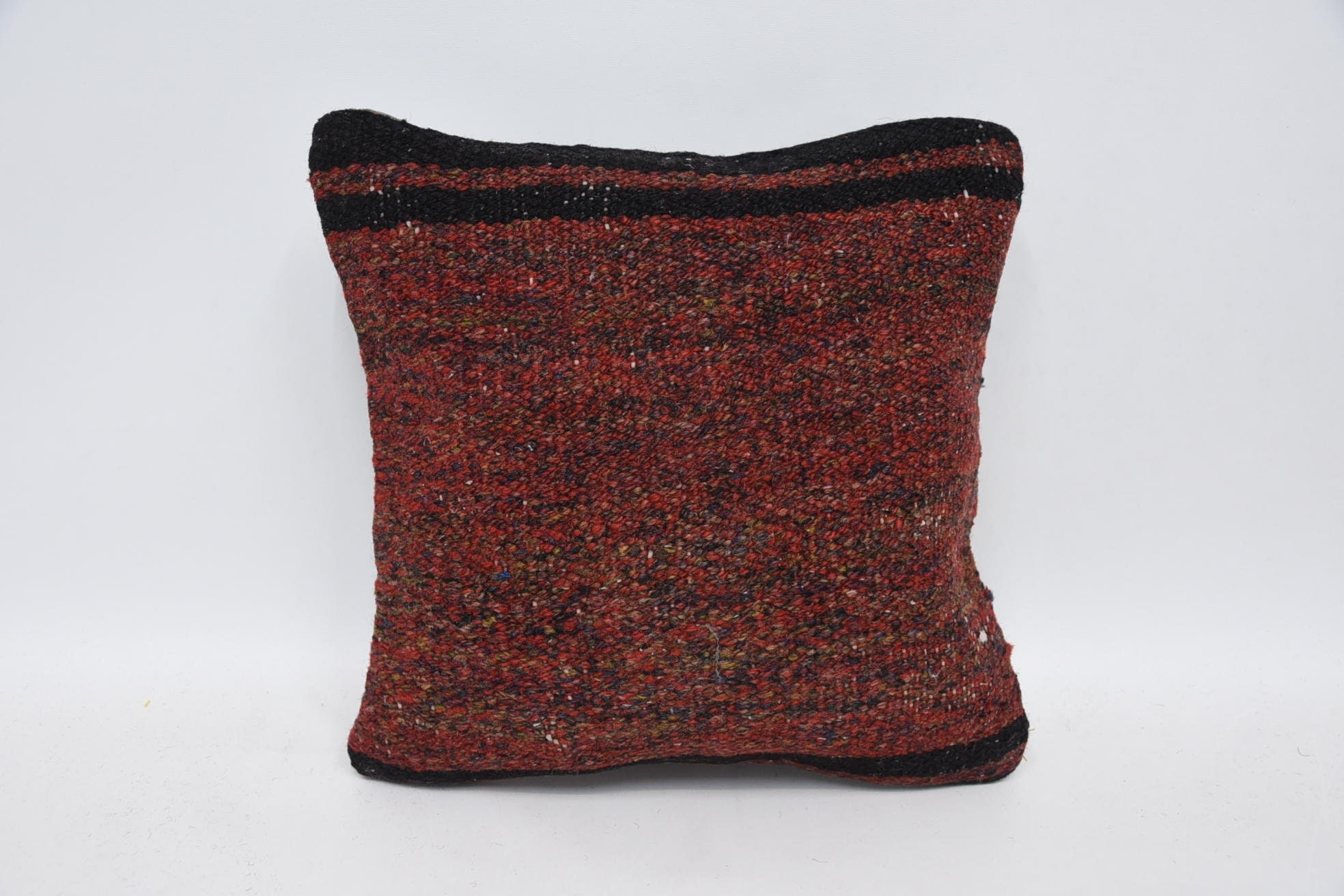 Etnik Kilim Halı Yastık, El Yapımı Kilim Minder, İç Tasarım Yastık, Koltuk Minderi, 12"x12" Kırmızı Yastık