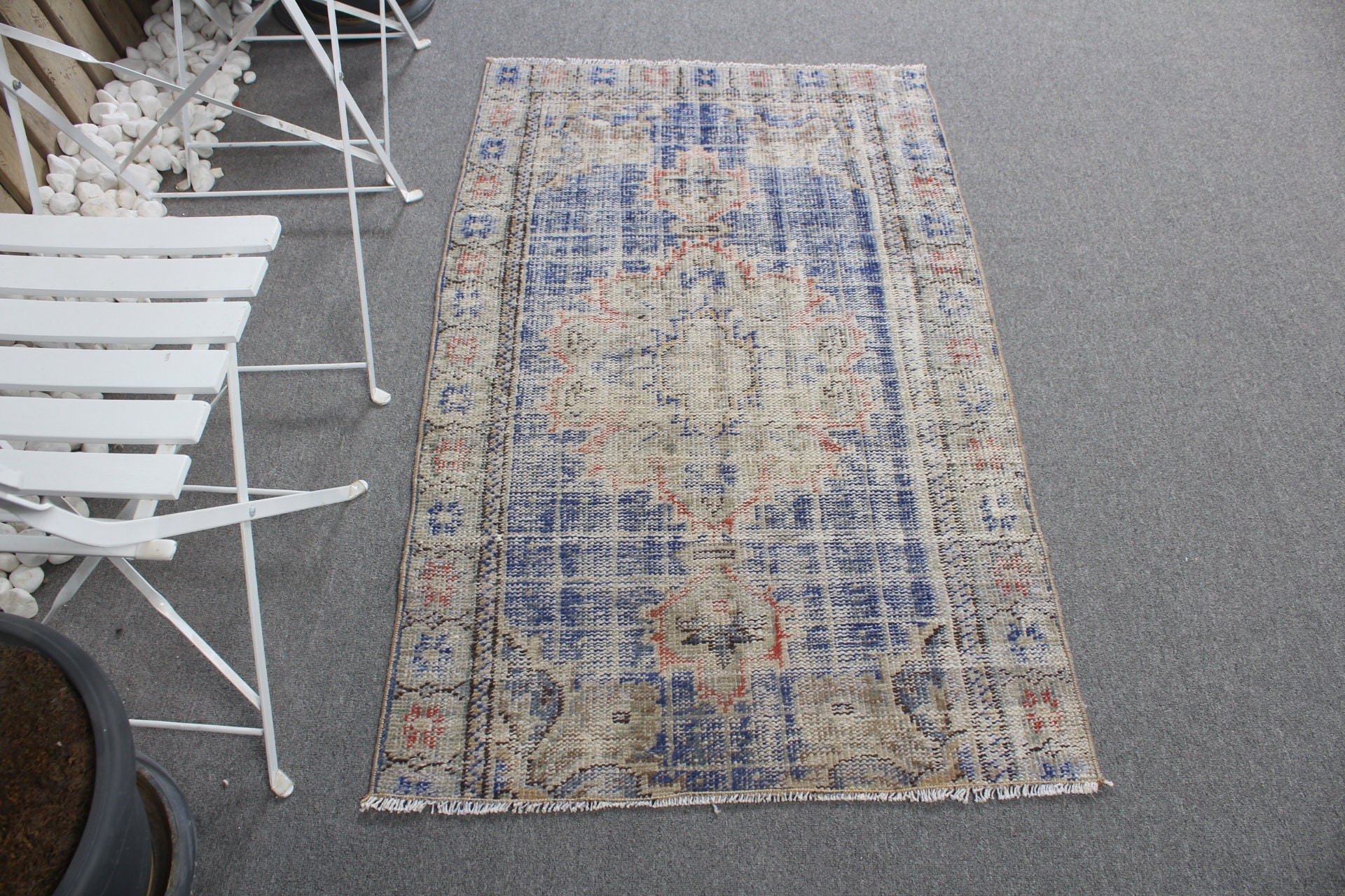 Bath Rug, Turkish Rugs, Rugs for Nursery, Vintage Rug, Entry Rug, Oushak Rug, Blue Bedroom Rug, Tribal Rug, 2.7x4.6 ft Small Rug, Floor Rug