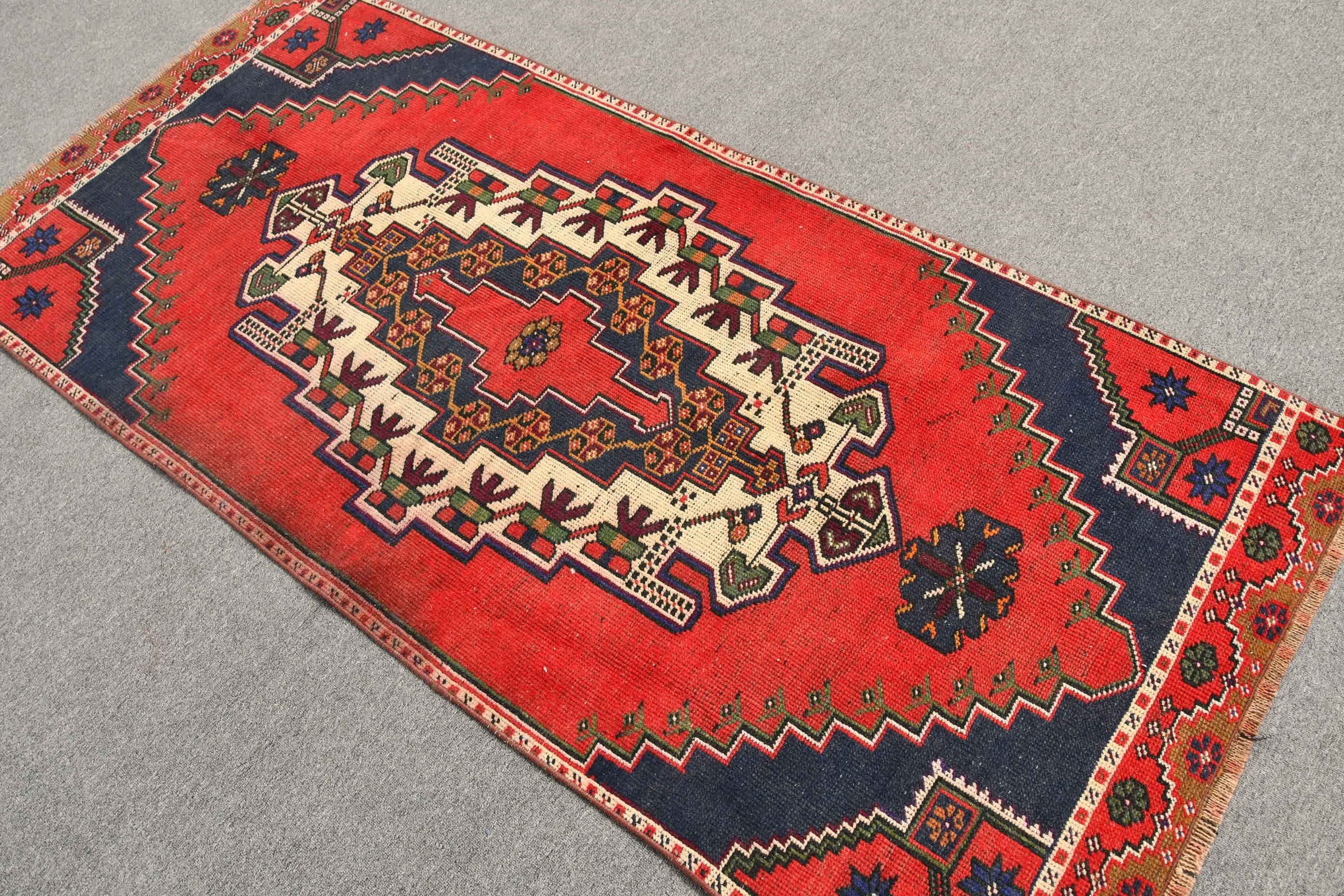 Bedroom Rugs, Kitchen Rugs, Antique Rug, Rugs for Nursery, Red Anatolian Rugs, 3.2x7.1 ft Accent Rug, Vintage Rugs, Turkish Rugs, Muted Rug