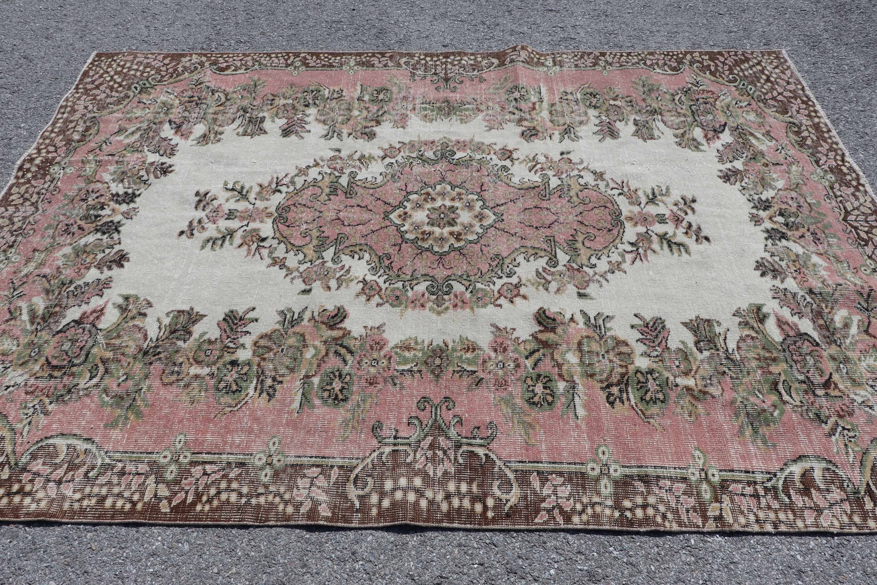 Vintage Rug, Wool Rug, Living Room Rugs, Oriental Rug, 6x8.2 ft Large Rug, Turkish Rug, Pink Anatolian Rug, Art Rugs, Dining Room Rug