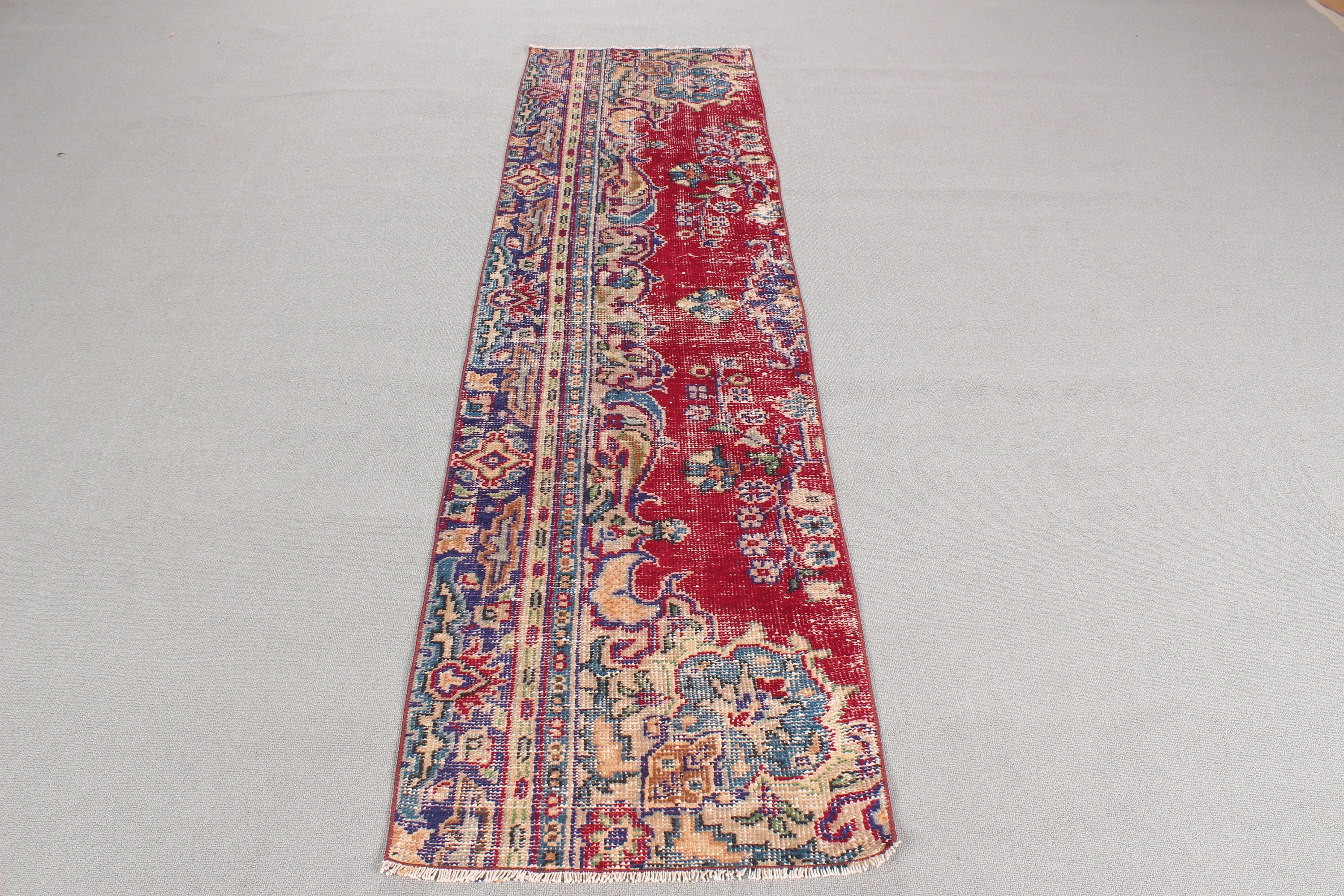 Yer Halıları, Kırmızı 2x7.4 ft Runner Halı, Mutfak Halıları, Beni Ourain Runner Halıları, Anadolu Halısı, Vintage Halılar, Türk Halısı