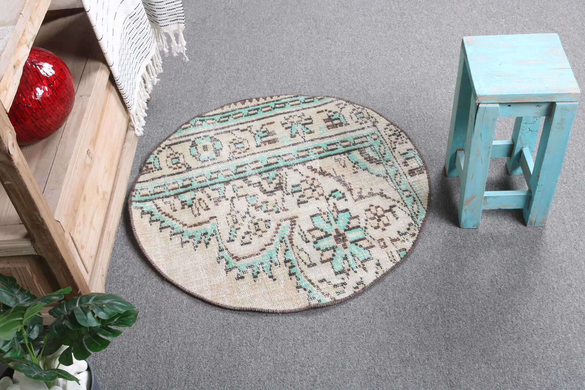 Kitchen Rugs, Nursery Rug, Vintage Rug, Bedroom Rug, Home Decor Rugs, 2.3x2.3 ft Small Rugs, Turkish Rug, Rugs for Wall Hanging, Bright Rug