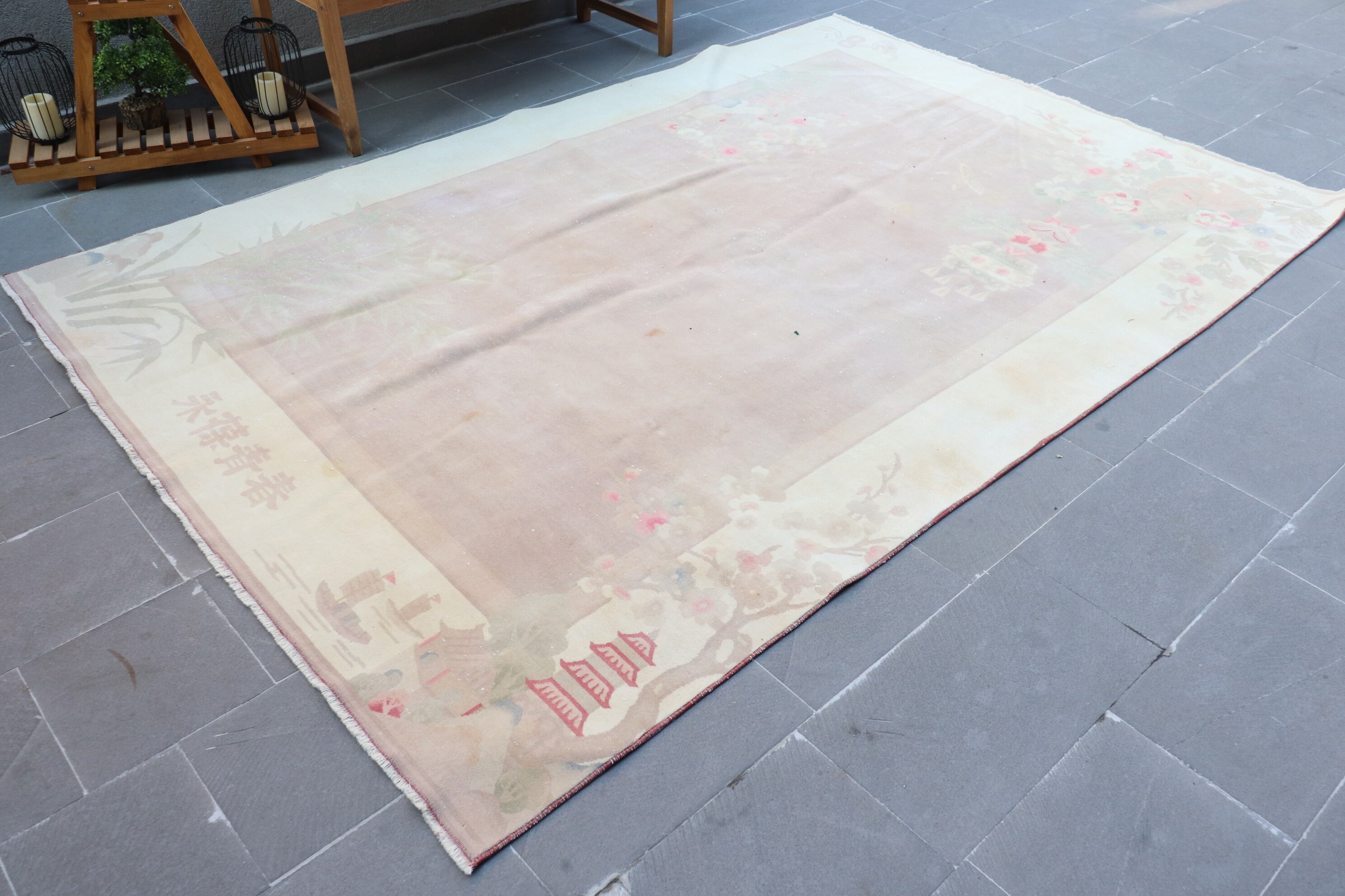 Living Room Rugs, Home Decor Rug, Cute Rugs, Vintage Rug, Turkish Rugs, Kitchen Rug, Pink Wool Rugs, Dining Room Rug, 6.5x9.7 ft Large Rugs