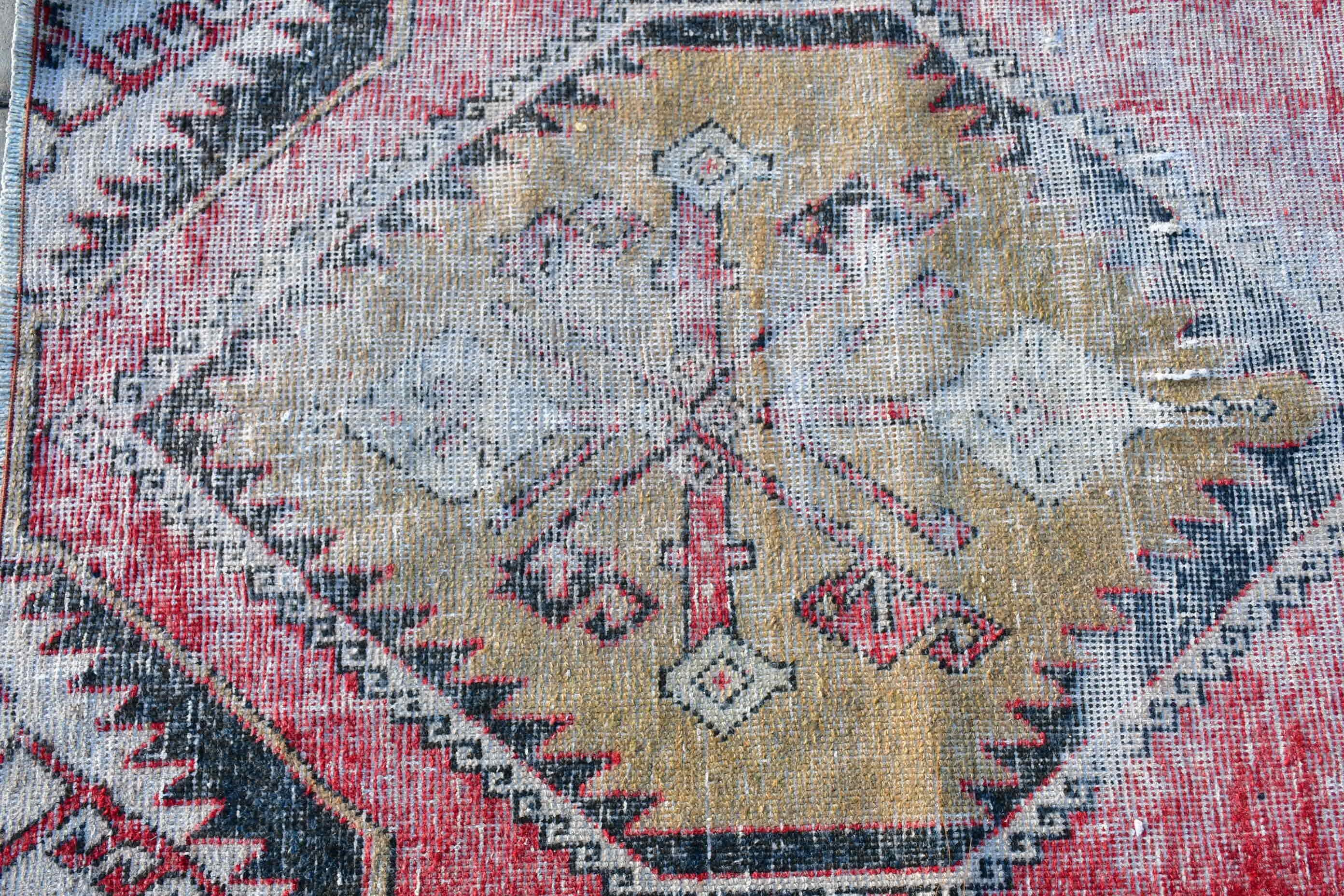 Türk Halıları, 2.6x3.5 ft Küçük Halı, Vintage Halılar, Kapı Paspası Halıları, Kırmızı Yün Halı, Soğuk Halı, Araba Paspas Halıları, Mutfak Halıları