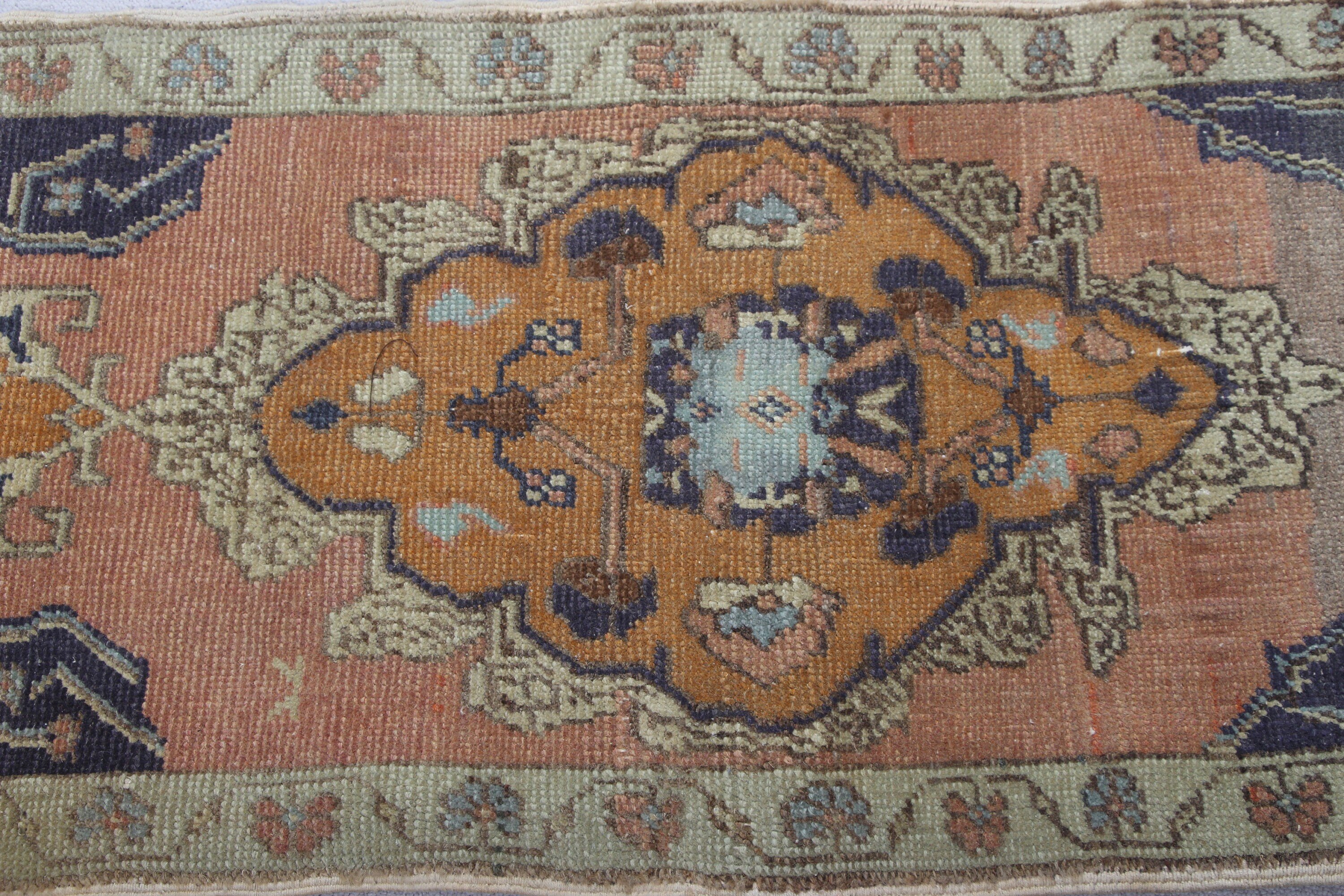 Moroccan Rug, Orange Anatolian Rugs, Oushak Rug, 1.5x3.6 ft Small Rug, Office Rug, Bedroom Rug, Turkish Rug, Vintage Rugs, Car Mat Rug