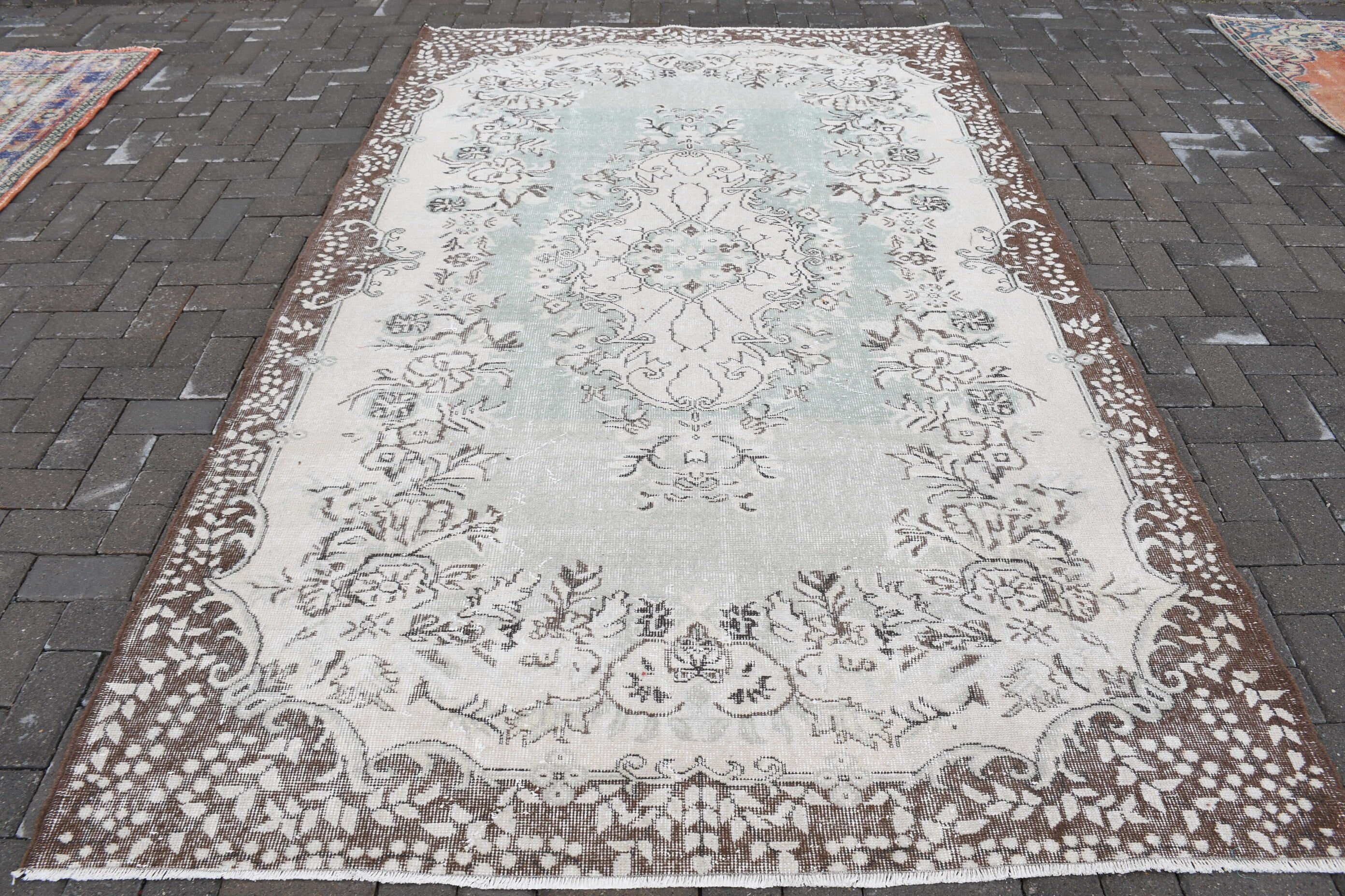 Beige Cool Rugs, Salon Rugs, Dining Room Rug, Kitchen Rugs, Vintage Rug, Pale Rug, Anatolian Rug, Turkish Rugs, 5.7x9.4 ft Large Rugs