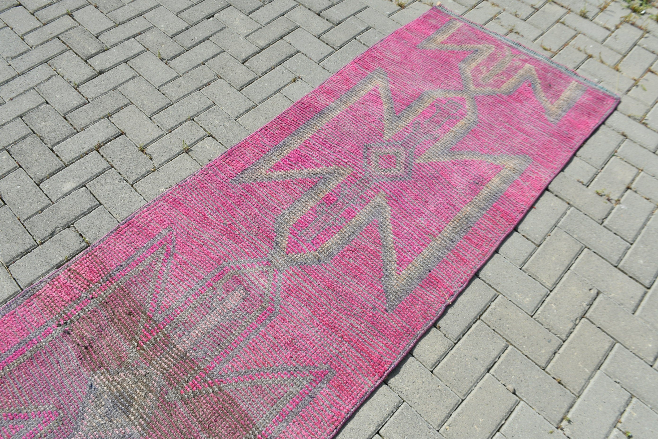 2.7x11 ft Runner Rug, Rugs for Hallway, Pink Wool Rugs, Vintage Rugs, Stair Rugs, Anatolian Rug, Turkish Rug, Oushak Rug, Hallway Rugs