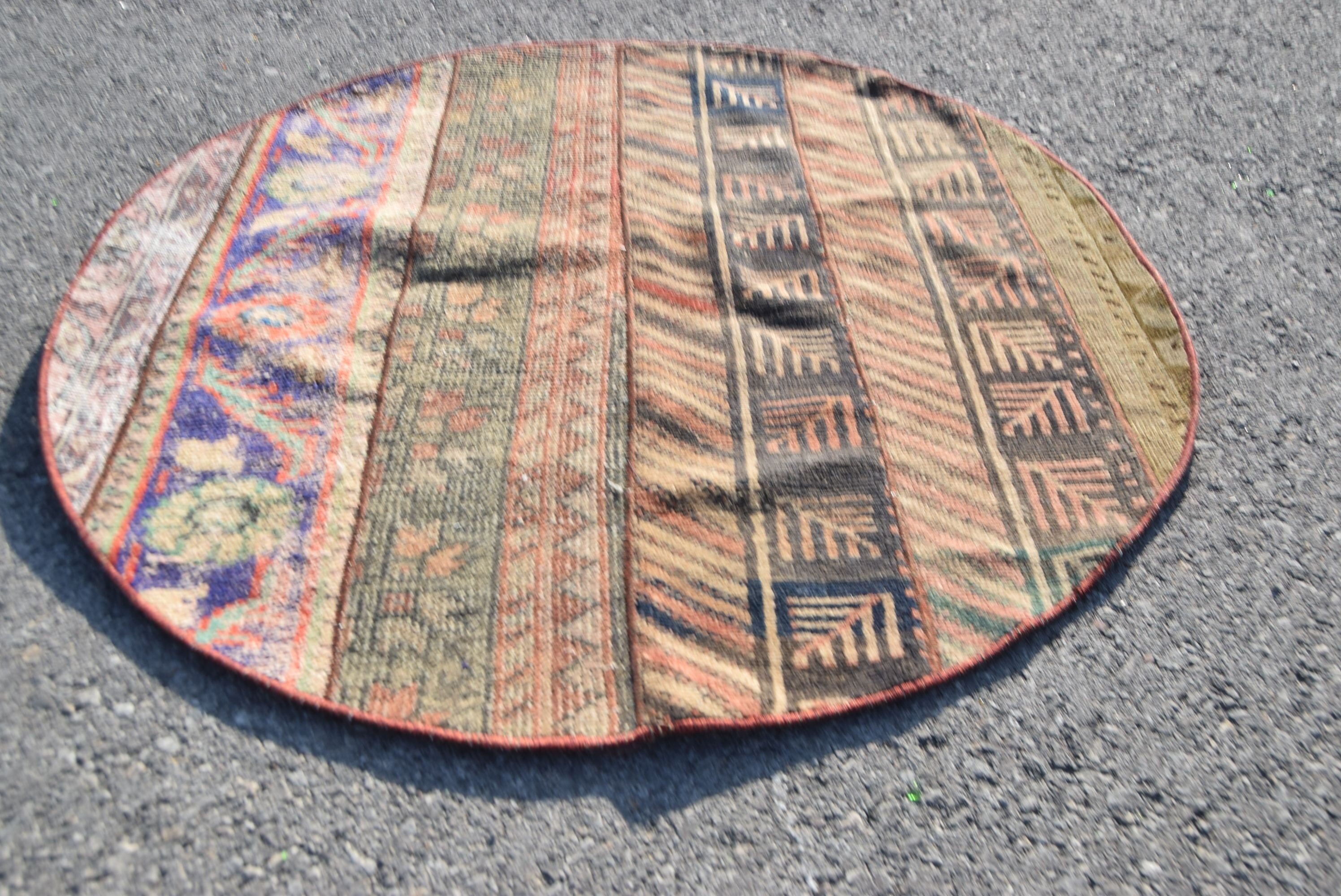 Vintage Halı, Yatak Odası Halısı, Giriş Halısı, Anadolu Halısı, Etnik Halılar, Türk Halıları, Turuncu 3,4x3,4 ft Küçük Halı, Antika Halılar