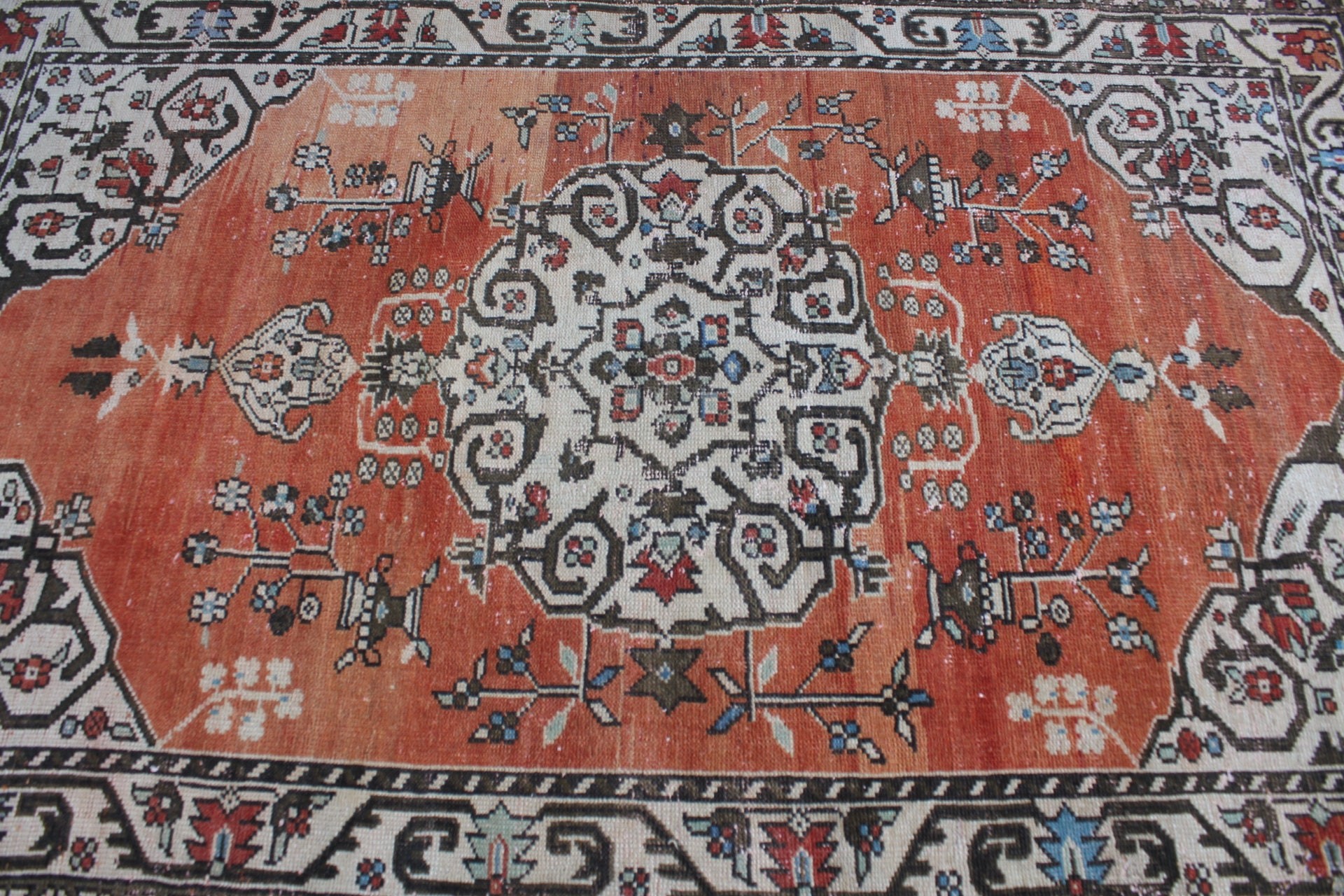 Antique Rugs, Red Antique Rug, Floor Rug, 4.3x6.9 ft Area Rugs, Vintage Rugs, Aztec Rug, Kitchen Rug, Rugs for Bedroom, Turkish Rug