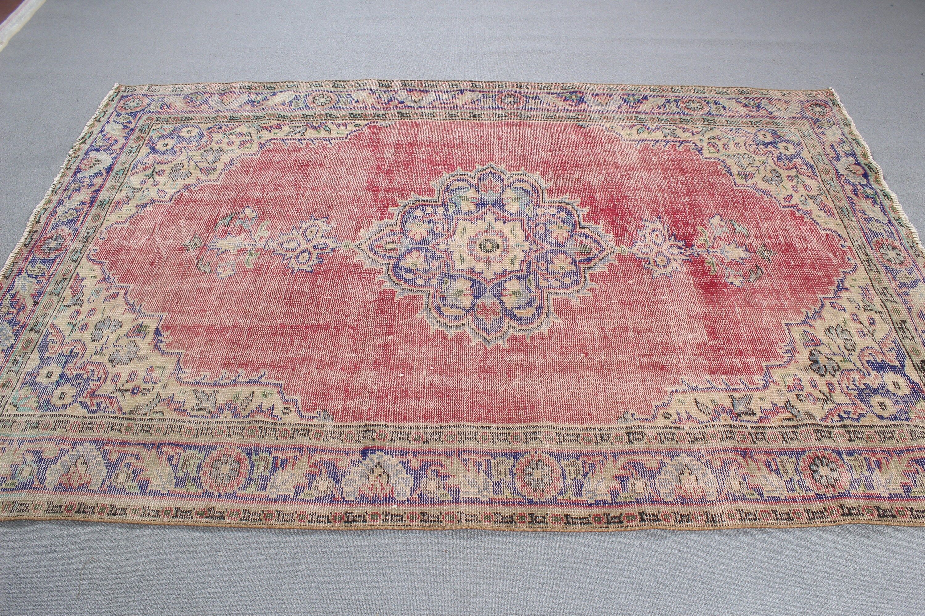 Vintage Rugs, Bedroom Rugs, Cool Rugs, 5.2x7.8 ft Large Rugs, Turkish Rug, Red Oriental Rug, Large Vintage Rugs, Living Room Rugs, Boho Rug