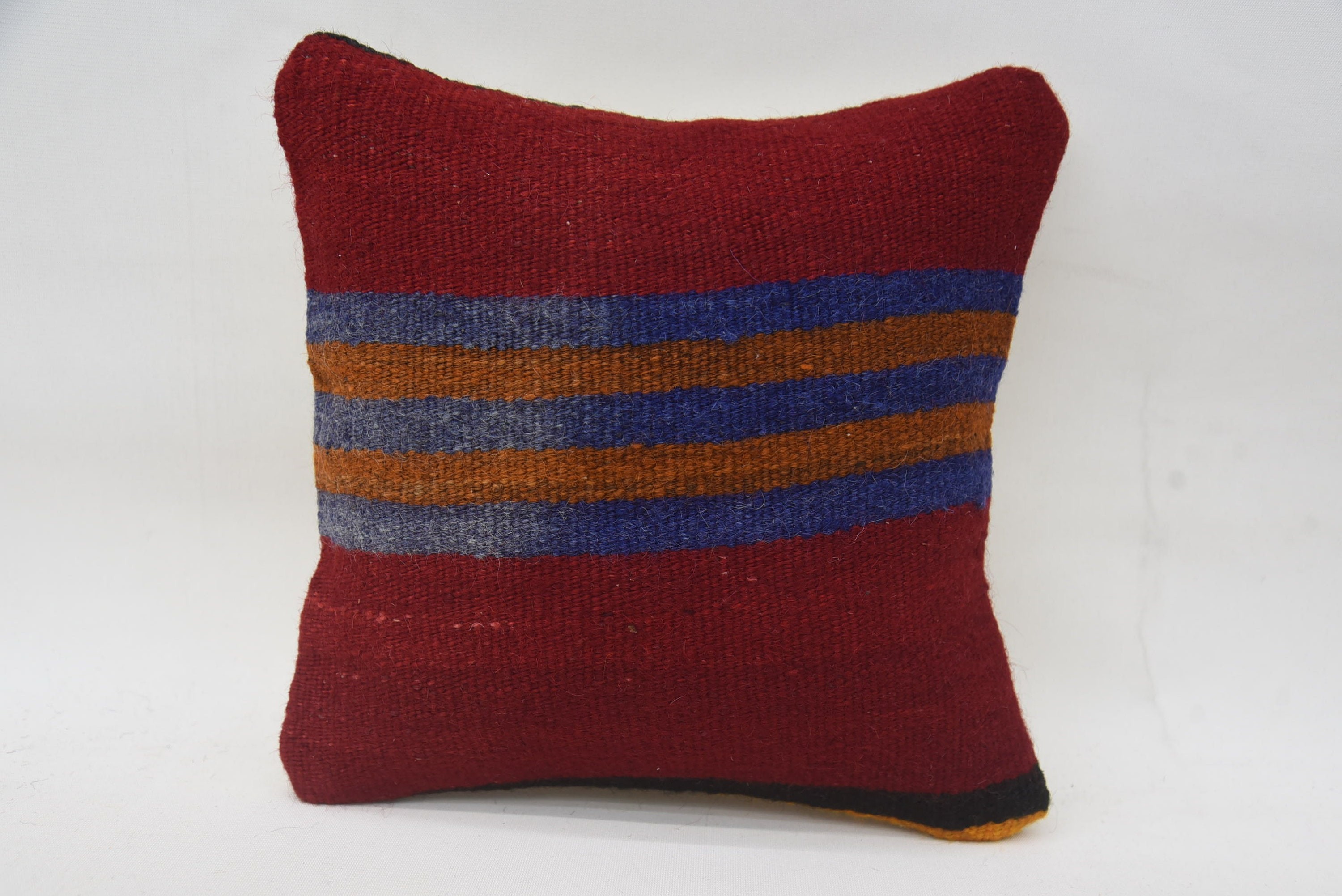 Custom Pillow Sham, Turkish Pillow, Vintage Kilim Throw Pillow, 12"x12" Red Pillow, Anatolian Pillow Sham, Pillow for Couch