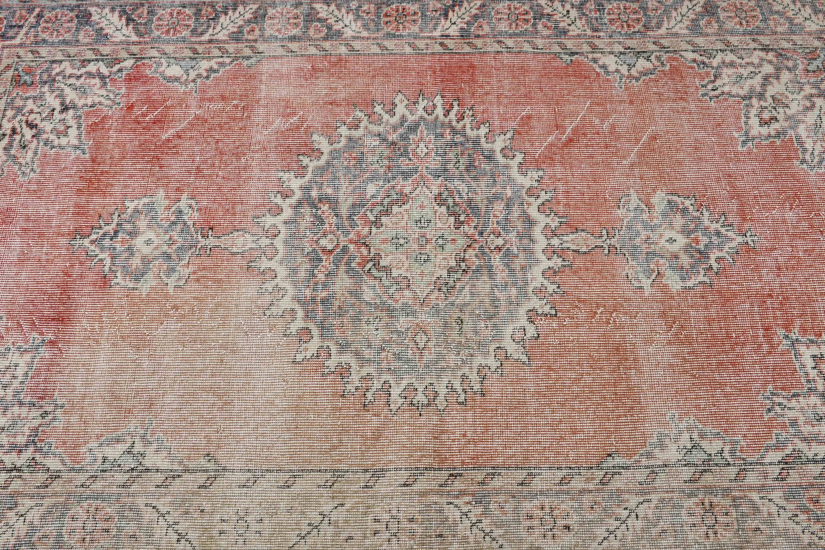 Oriental Rug, Floor Rug, Oushak Rug, Turkish Rug, Vintage Rug, Red Moroccan Rug, Vintage Decor Rug, 4x6.9 ft Area Rug, Rugs for Bedroom