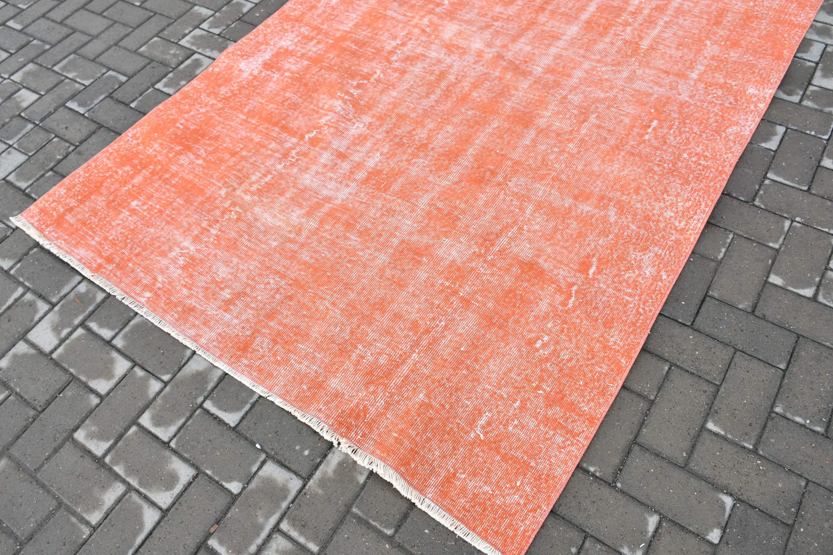 Vintage Rug, Cool Rug, Rugs for Salon, Wool Rug, Salon Rug, Turkish Rugs, Dining Room Rug, Orange  5.2x7.7 ft Large Rugs