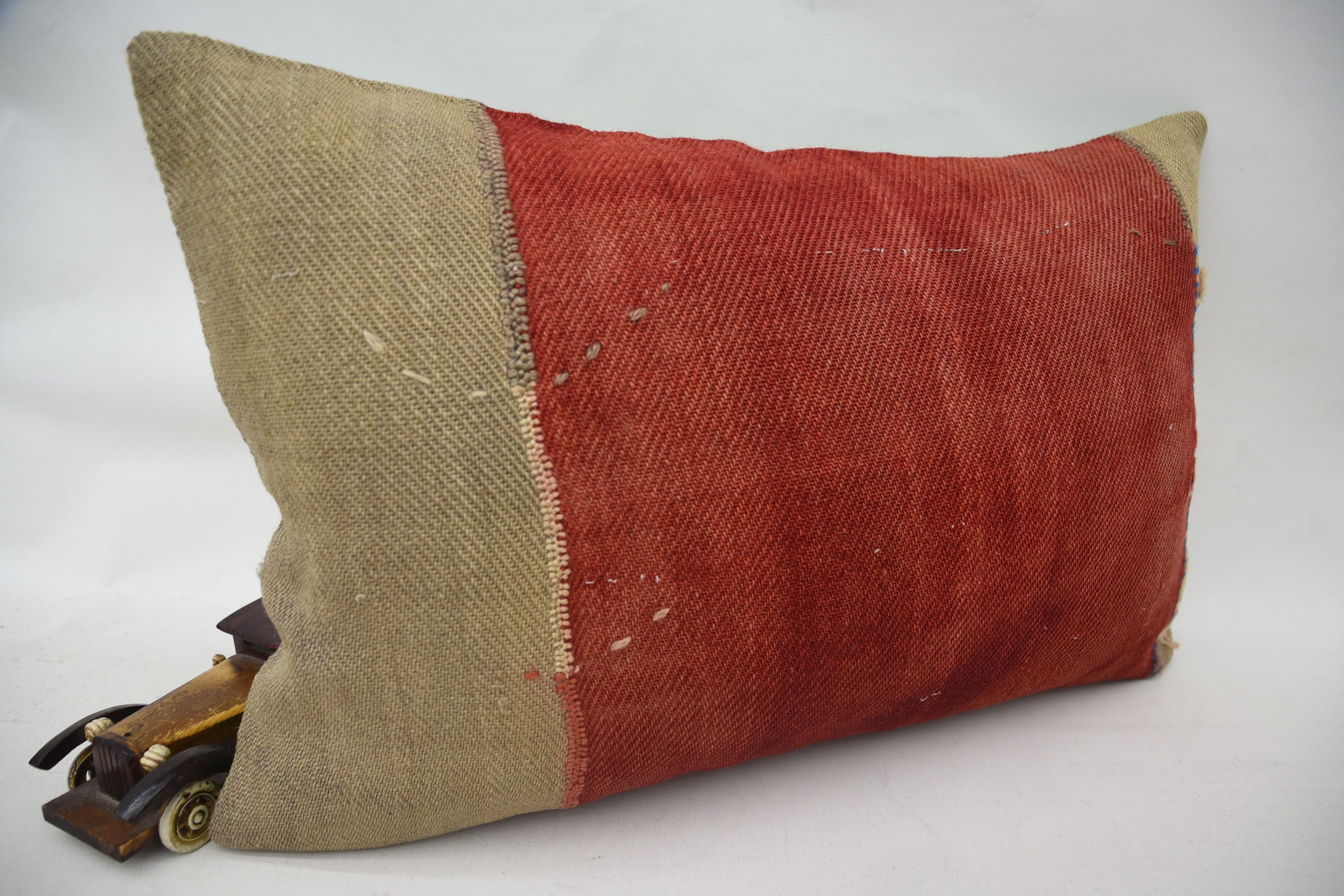 Decorative Cushion Cover, Vintage Kilim Throw Pillow, Pillow for Sofa, 16"x24" Red Pillow Cover, Vintage Kilim Pillow, Car Pillow Sham