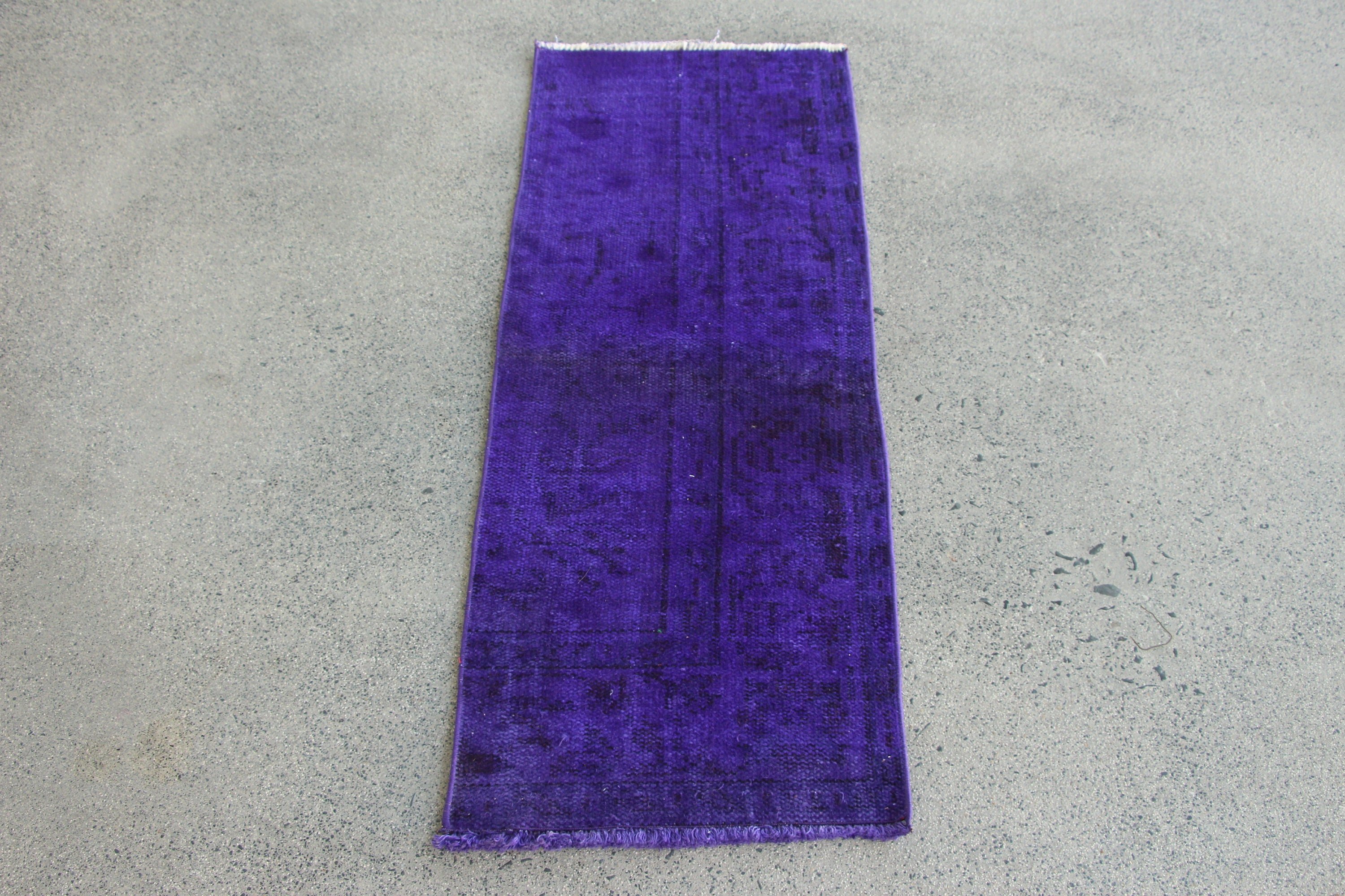 Vintage Rug, Bedroom Rug, Rugs for Bath, Wall Hanging Rugs, Oushak Rugs, Bath Rug, Turkish Rug, 1.5x3.8 ft Small Rug, Purple Wool Rug