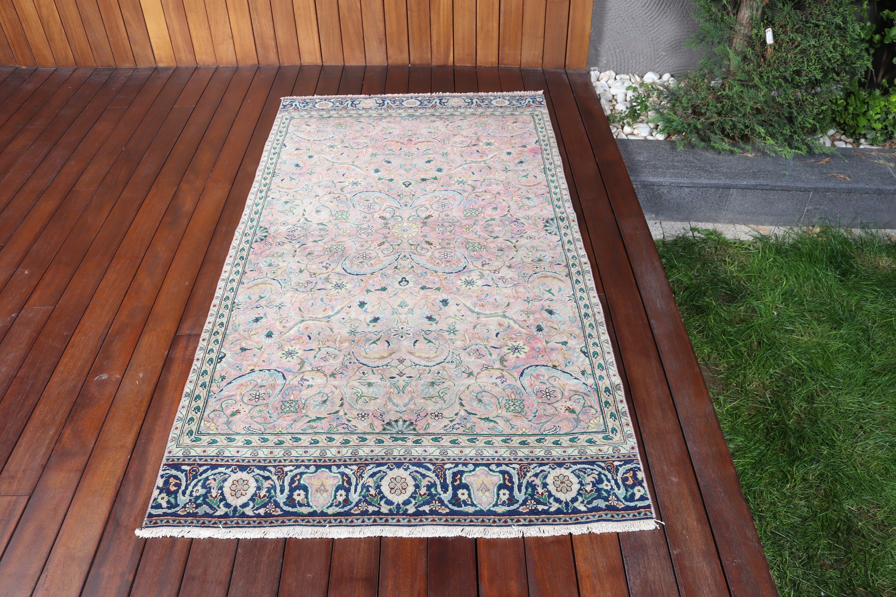 Cool Halı, 3,4x6,2 ft Accent Halı, Vintage Halılar, Lüks Halı, Mutfak Halıları, Oushak Halı, Boho Accent Halı, Türk Halıları, Yeşil Fas Halısı