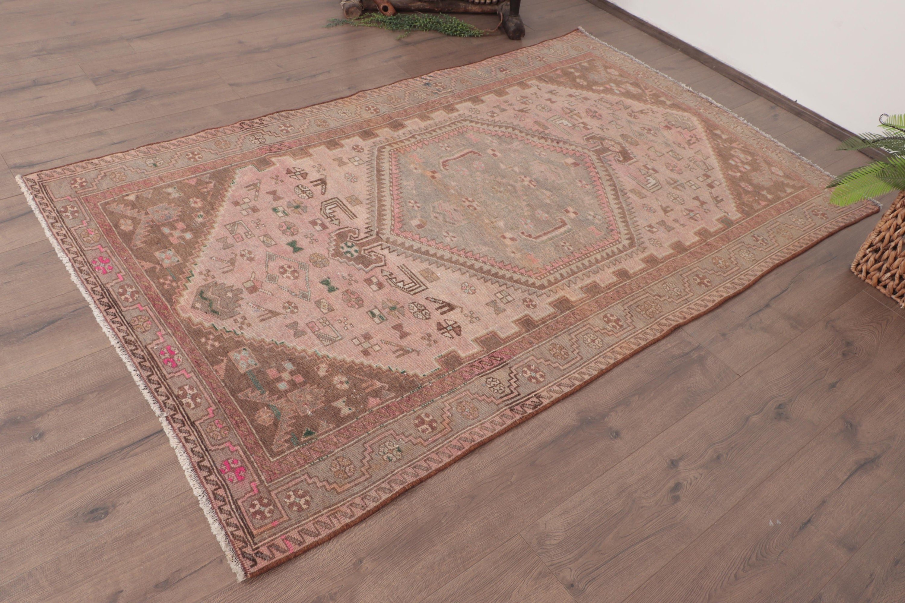 Oushak Bölge Halısı, Havalı Halılar, Yer Halısı, Pembe Boho Halısı, Vintage Dekor Halıları, Türk Halıları, Vintage Alan Halısı, 4x6,6 ft Alan Halısı, Vintage Halılar