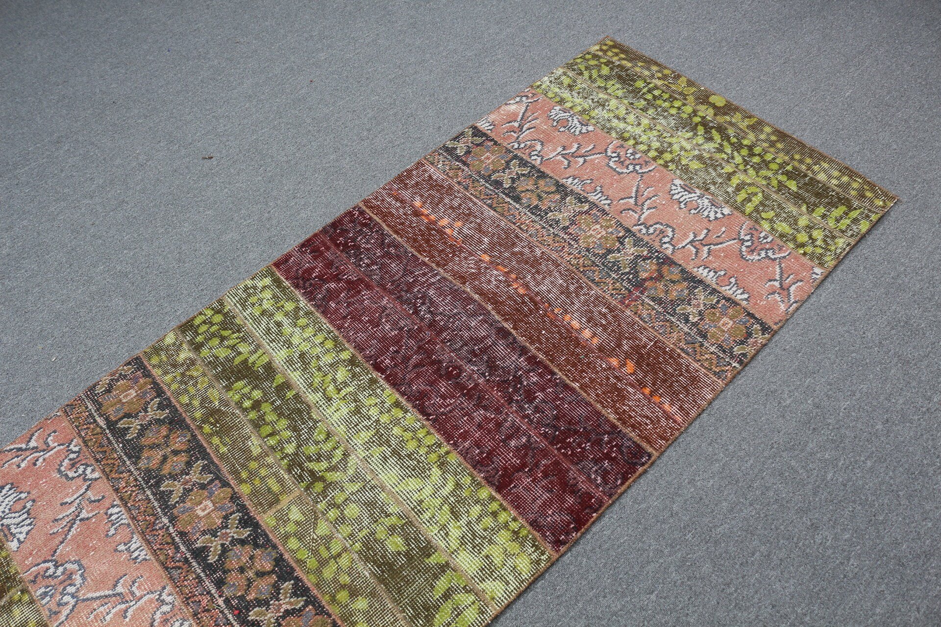 Koridor Halıları, Vintage Halı, Koridor Halısı, Merdiven Halısı, Türk Halıları, Yatak Odası Halısı, 2.7x9.3 ft Runner Halısı, Oryantal Halı, Yeşil Yün Halılar