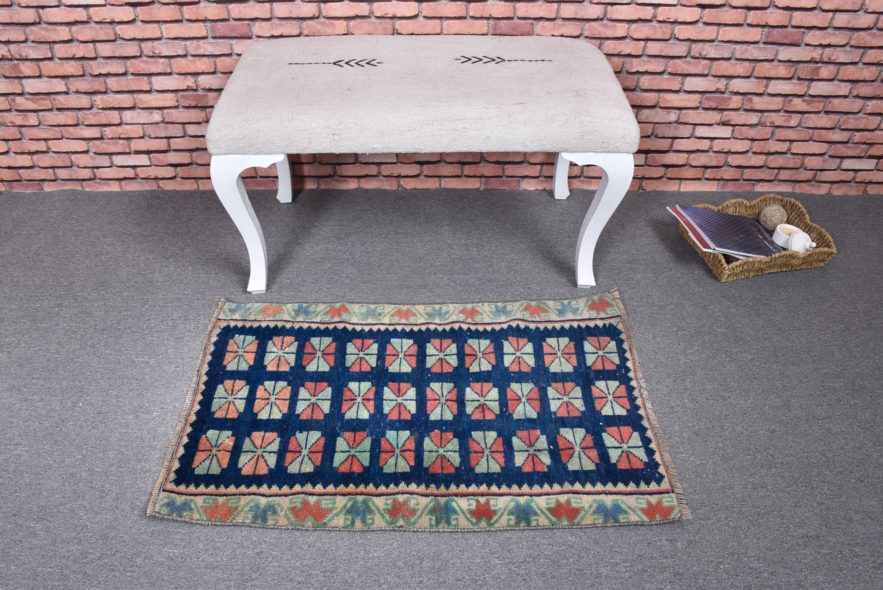 Bath Rugs, 2x3.1 ft Small Rug, Vintage Decor Rugs, Small Vintage Rugs, Turkish Rugs, Vintage Rug, Boho Rugs, Blue Boho Rug, Handwoven Rugs