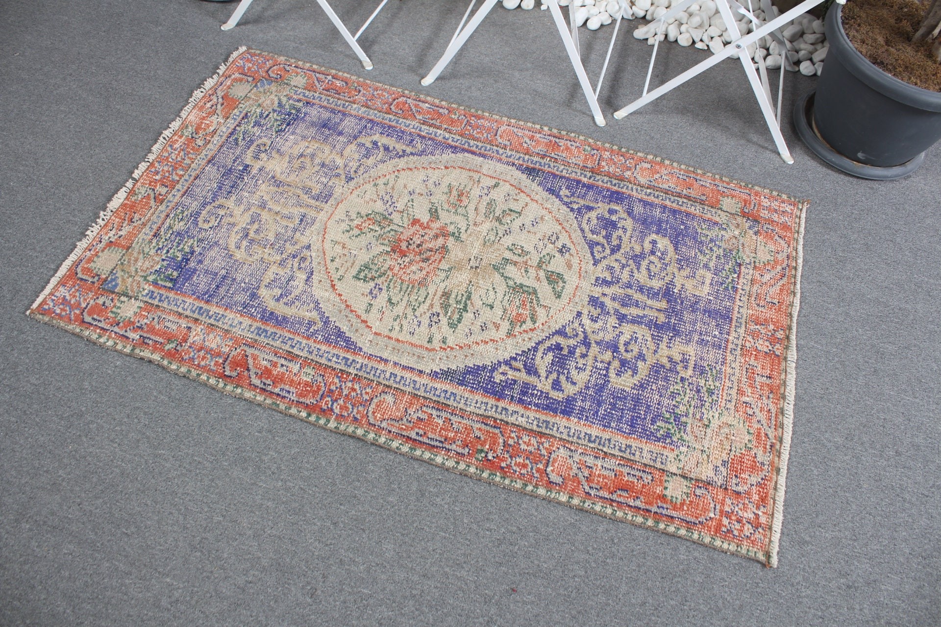 Oriental Rug, Turkish Rugs, Moroccan Rug, Vintage Rugs, Door Mat Rug, Blue Oriental Rug, 2.9x4.6 ft Small Rug, Bath Rug, Rugs for Bedroom