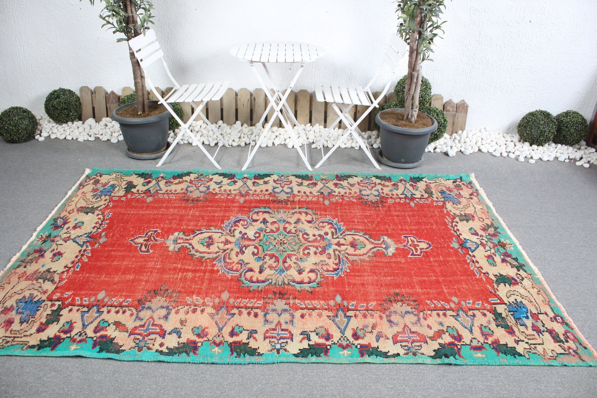 Vintage Rugs, Red Home Decor Rug, Turkish Rug, 5.2x8.1 ft Large Rug, Natural Rug, Oriental Rug, Salon Rugs, Anatolian Rug, Dining Room Rugs