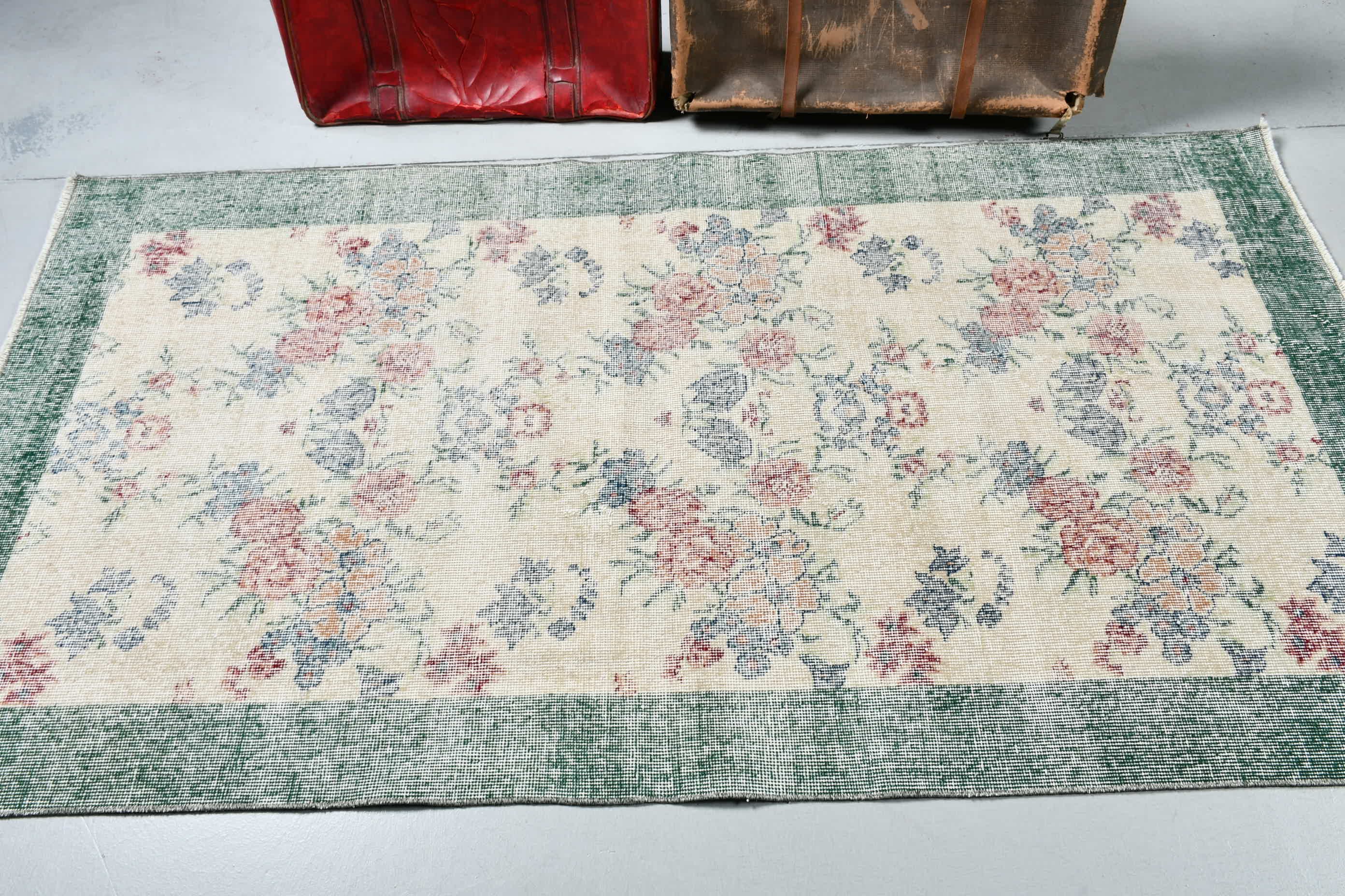 3.6x6.8 ft Area Rug, Oriental Rug, Muted Rugs, Cool Rug, Dining Room Rugs, Living Room Rugs, Vintage Rug, Turkish Rug, Beige Oriental Rug