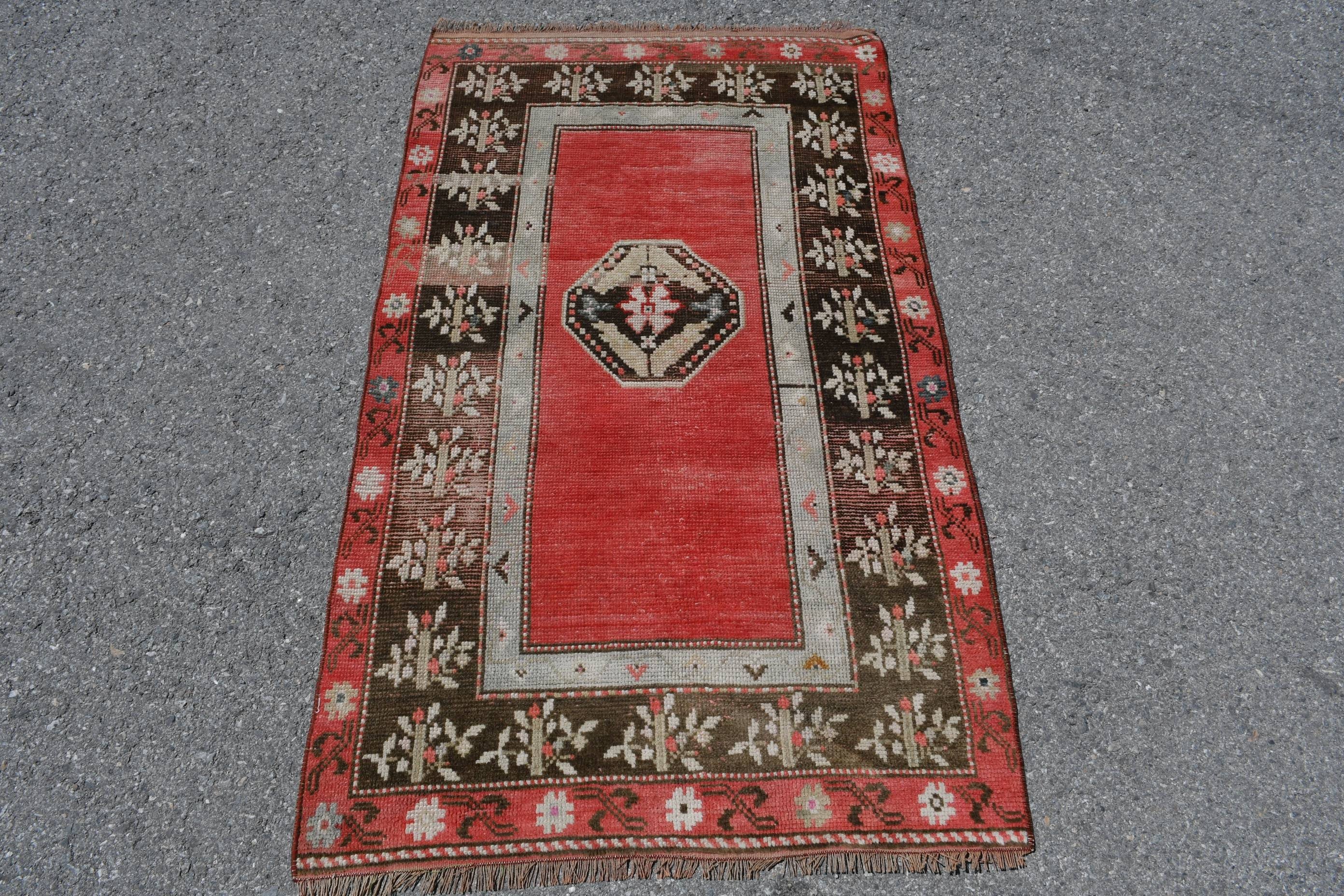 Vintage Rugs, Rugs for Car Mat, Nursery Rugs, 2.8x4.8 ft Small Rugs, Home Decor Rug, Turkish Rug, Cool Rugs, Red Wool Rug, Car Mat Rug