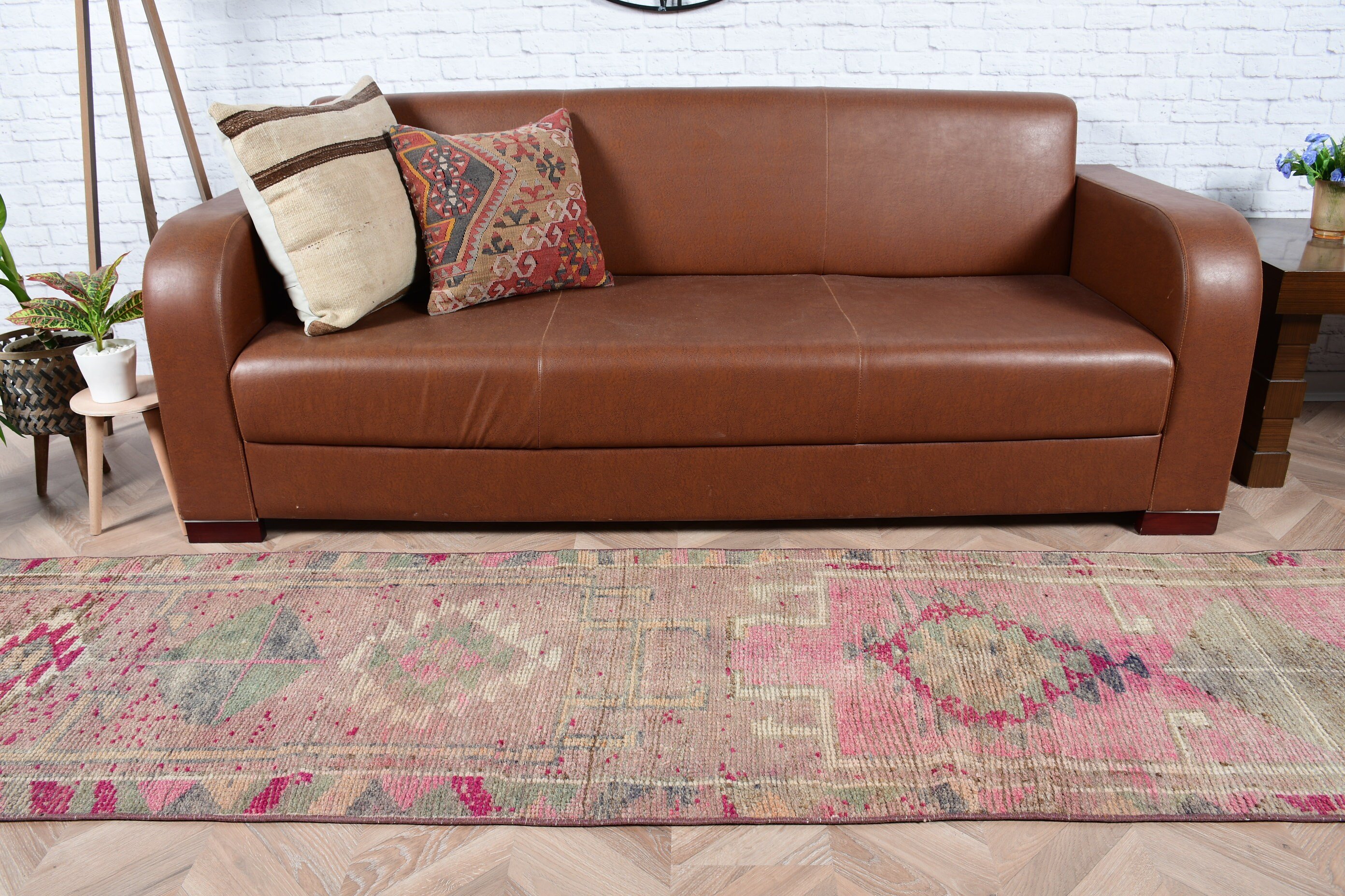 Koridor Halısı, Oryantal Halı, Koridor Halısı, Ev Dekorasyonu Halısı, Türk Halısı, Vintage Halı, Pembe 2.3x12.5 ft Runner Halıları, Sanat Halısı