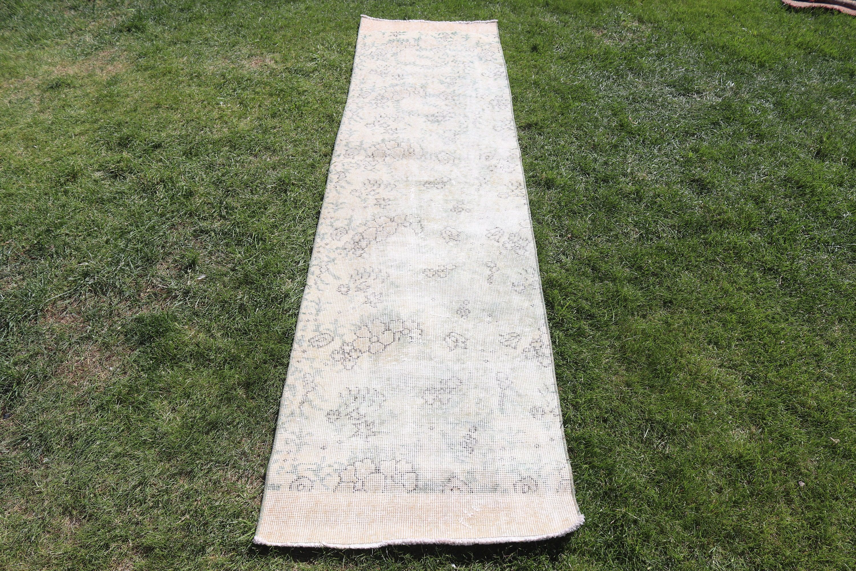 Vintage Halı, El Dokuma Halı, Türk Halısı, Mutfak Halıları, Ev Dekorasyonu Halıları, 2.1x8.5 ft Runner Halısı, Bej Boho Halıları, Beni Ourain Runner Halısı