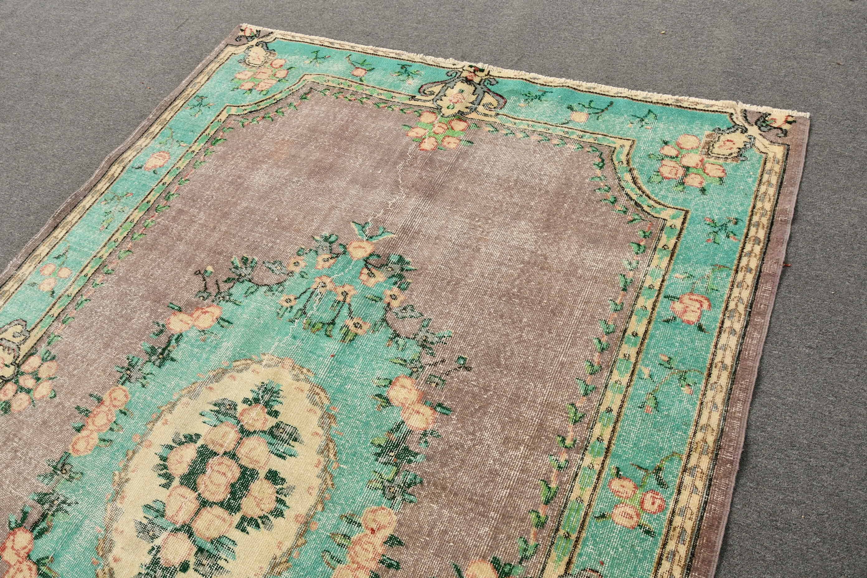 Antika Halı, Yemek Odası Halısı, 6.2x9.3 ft Büyük Halı, Türk Halısı, Yatak Odası Halıları, Gri Mutfak Halısı, Pastel Halı, Vintage Halı, Fas Halısı