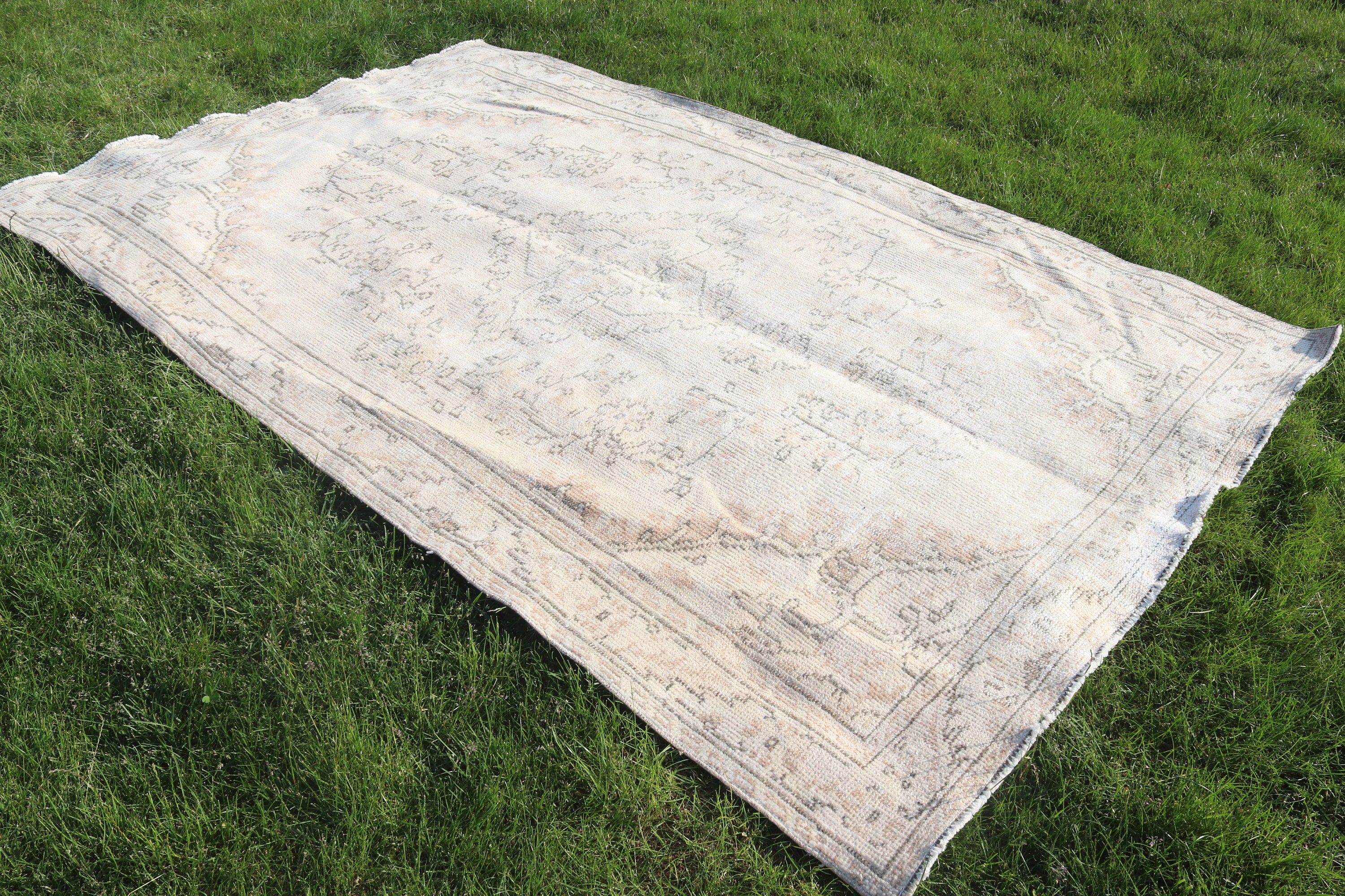 Vintage Halı, El Dokuma Halı, 5.4x8.8 ft Büyük Halı, Antika Halı, Bej Modern Halılar, Türk Halısı, Salon Halısı, Yemek Odası Halısı, Anadolu Halıları