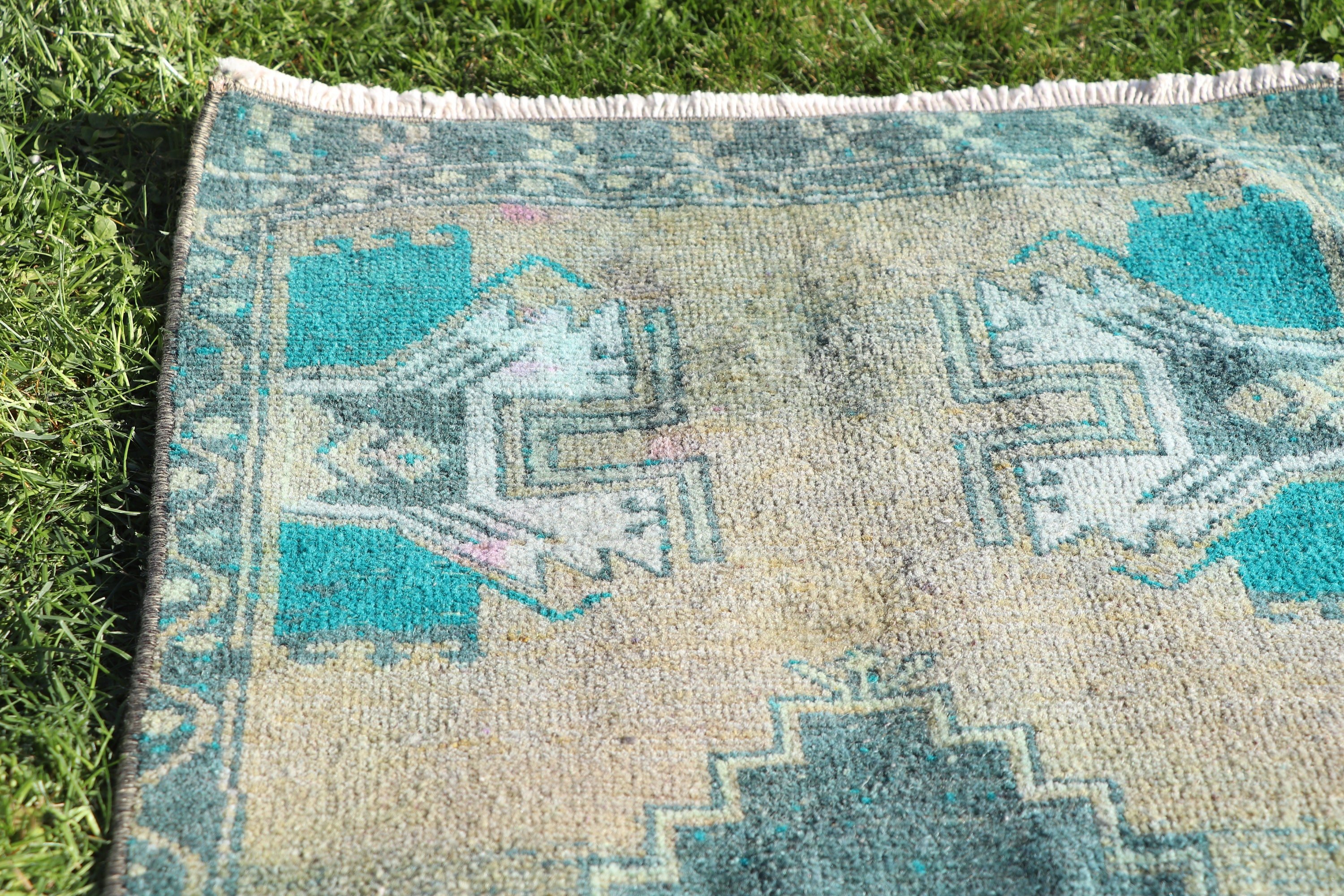 Tribal Rugs, Bedroom Rug, Entry Rug, Vintage Rug, Turkish Rug, Luxury Rug, Green Oriental Rug, 1.6x3.8 ft Small Rug, Rugs for Small Vintage