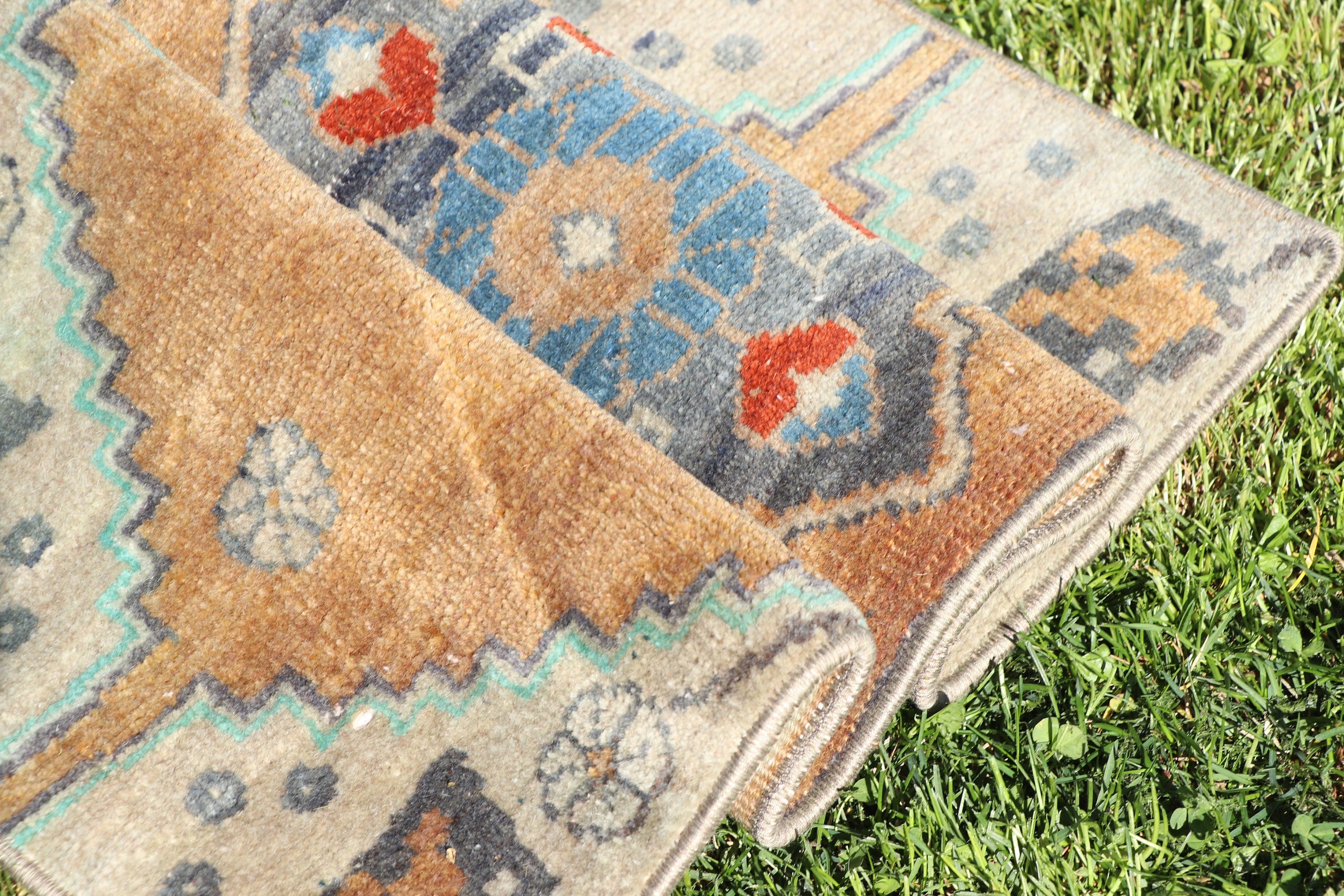 Outdoor Rugs, Vintage Rug, Turkish Rugs, Brown Luxury Rugs, Car Mat Rugs, 1.2x2.8 ft Small Rug, Antique Rugs, Boho Rugs, Small Vintage Rug