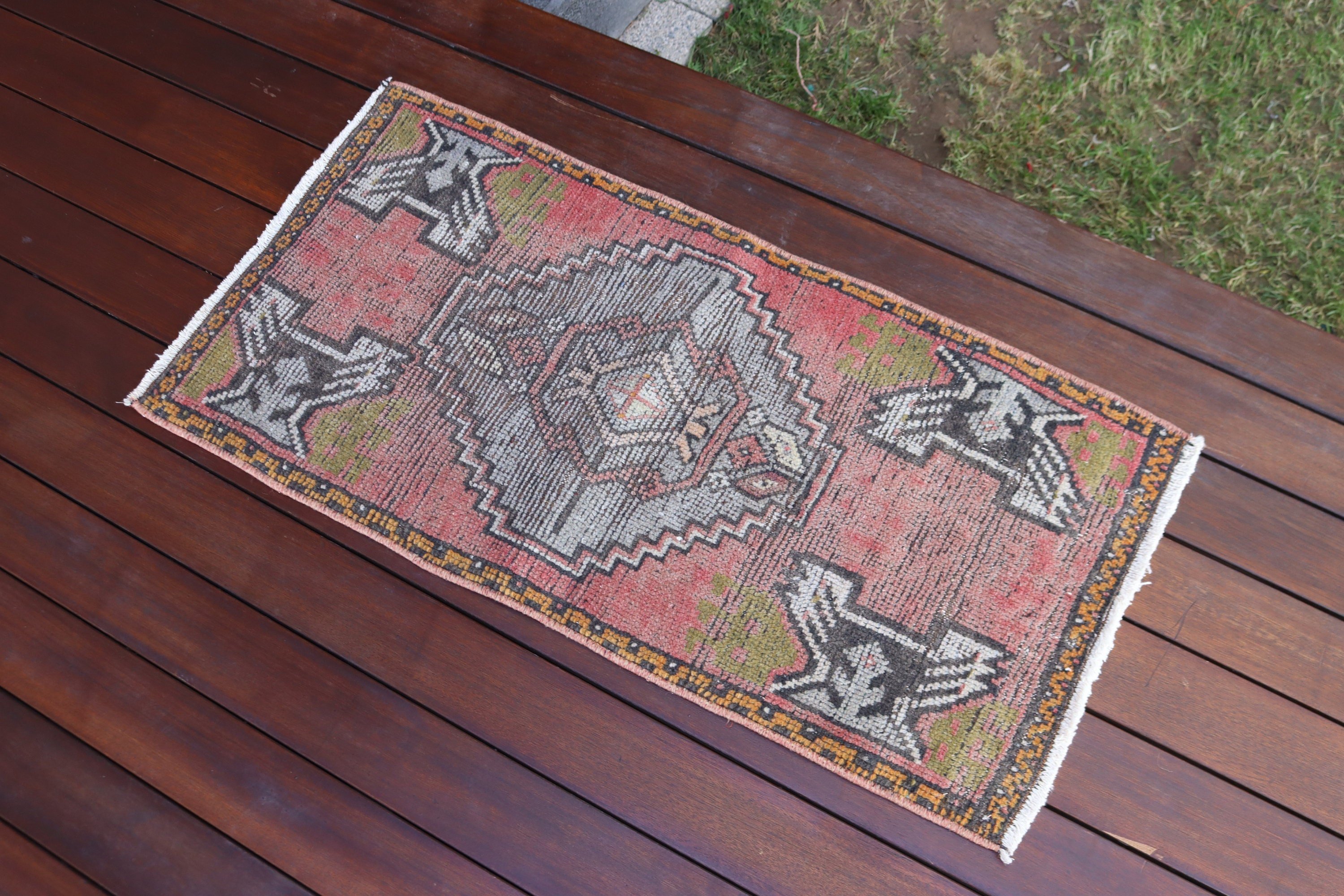 Küçük Vintage Halı, Modern Halı, Pembe Modern Halı, Türk Halısı, Duvara Asılı Halılar, Ev Dekor Halıları, 1.5x3.1 ft Küçük Halılar, Vintage Halılar