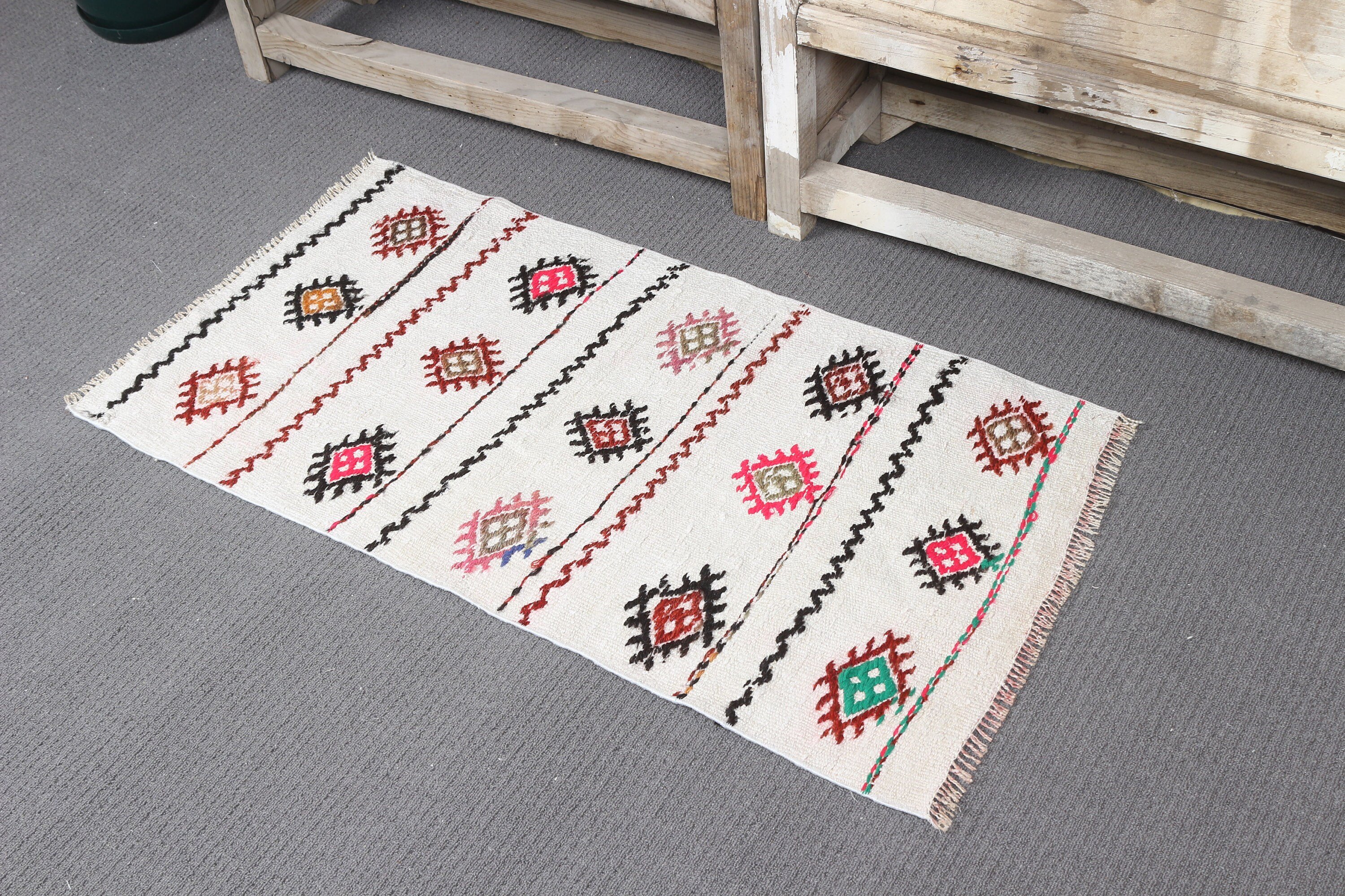 Door Mat Rugs, White Floor Rug, Floor Rugs, 1.7x3.4 ft Small Rug, Oriental Rug, Rugs for Kitchen, Bedroom Rug, Vintage Rugs, Turkish Rug