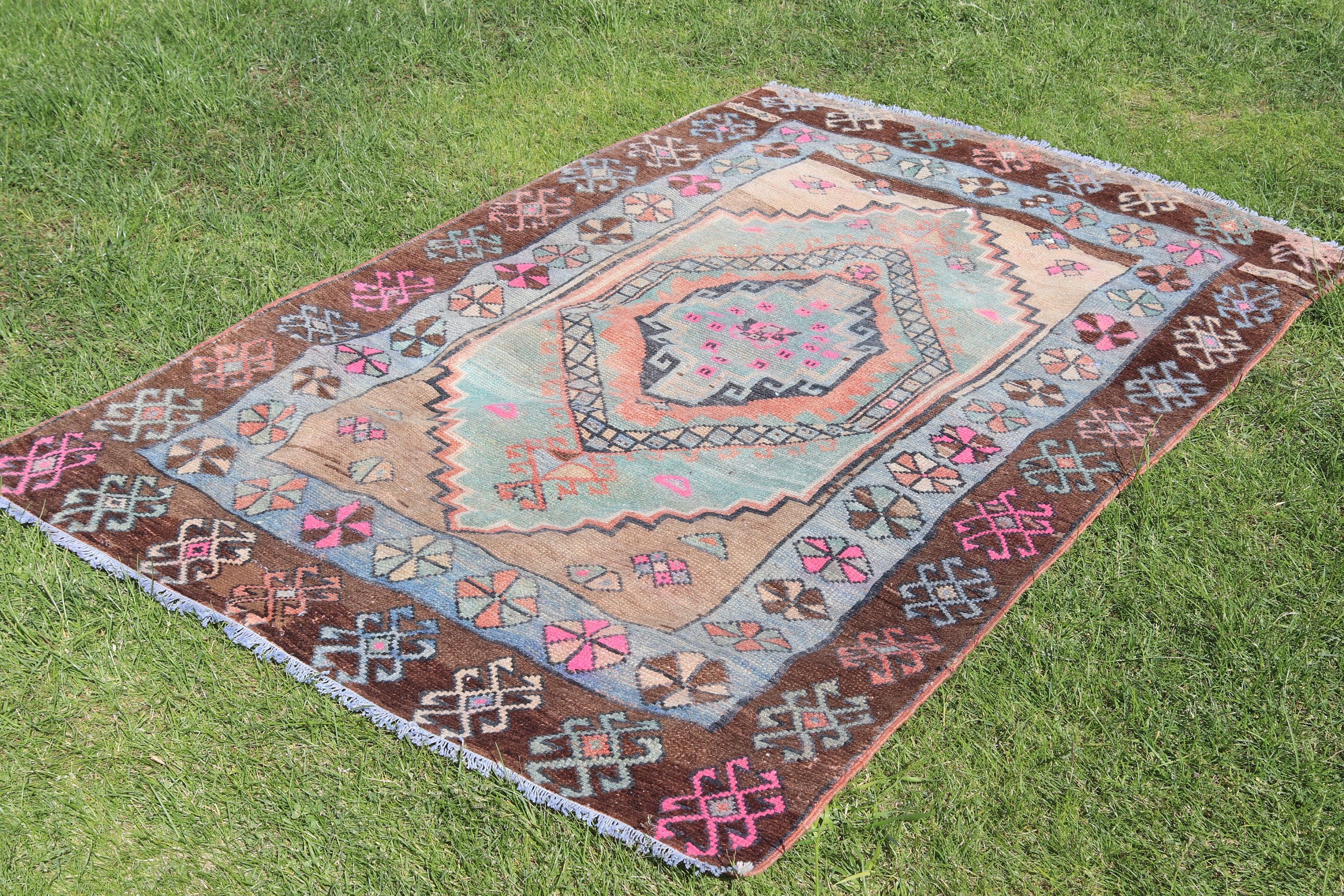 Lüks Halı, Türk Halıları, Kahverengi Fas Halısı, Boho Vurgulu Halılar, Vintage Vurgulu Halılar, 3,8x6,1 ft Aksanlı Halı, Modern Halı, Vintage Halılar