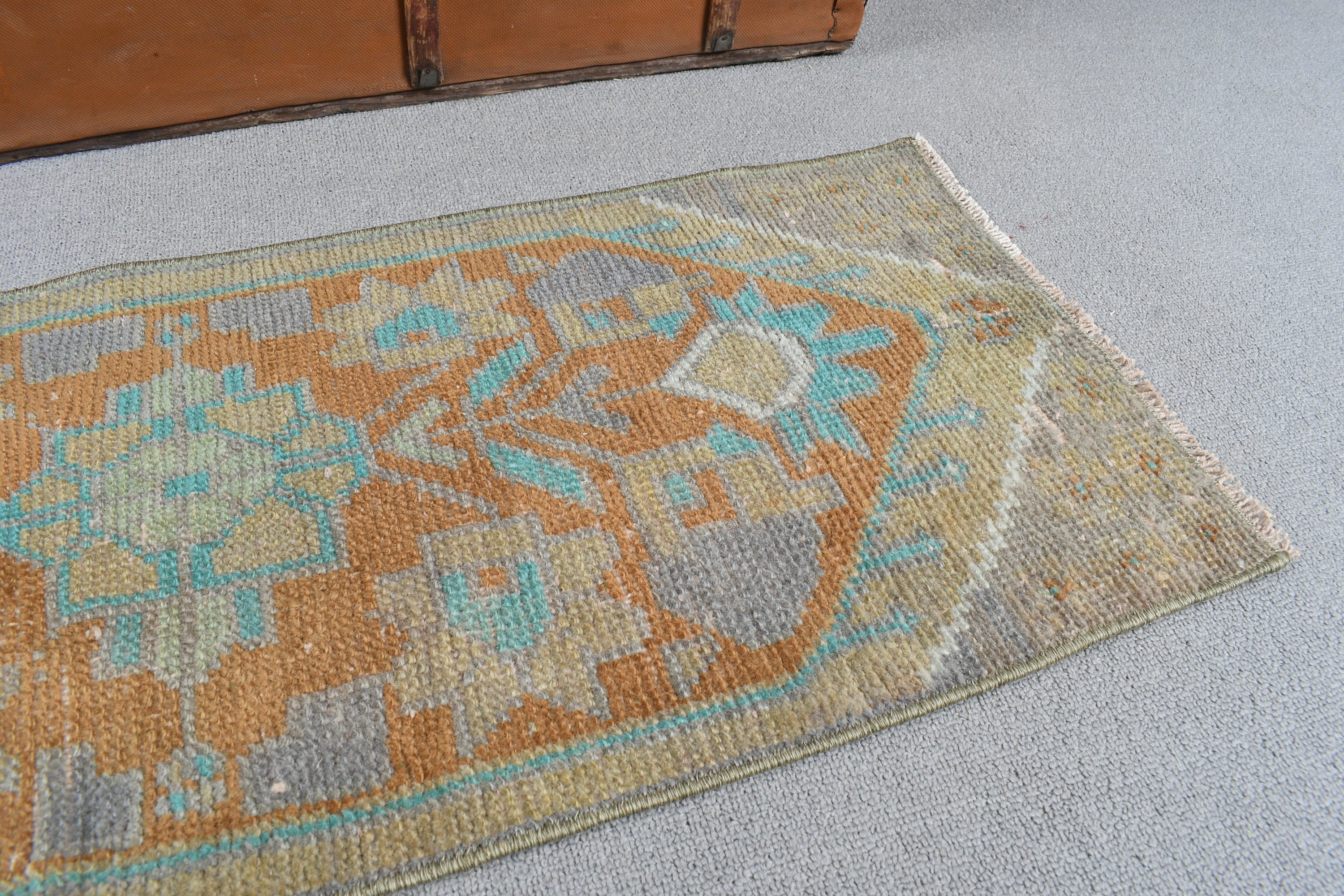 Turkish Rugs, Brown Anatolian Rugs, Vintage Rug, Oriental Rugs, Kitchen Rugs, Bathroom Rugs, Moroccan Rug, Boho Rugs, 1.2x3.2 ft Small Rugs