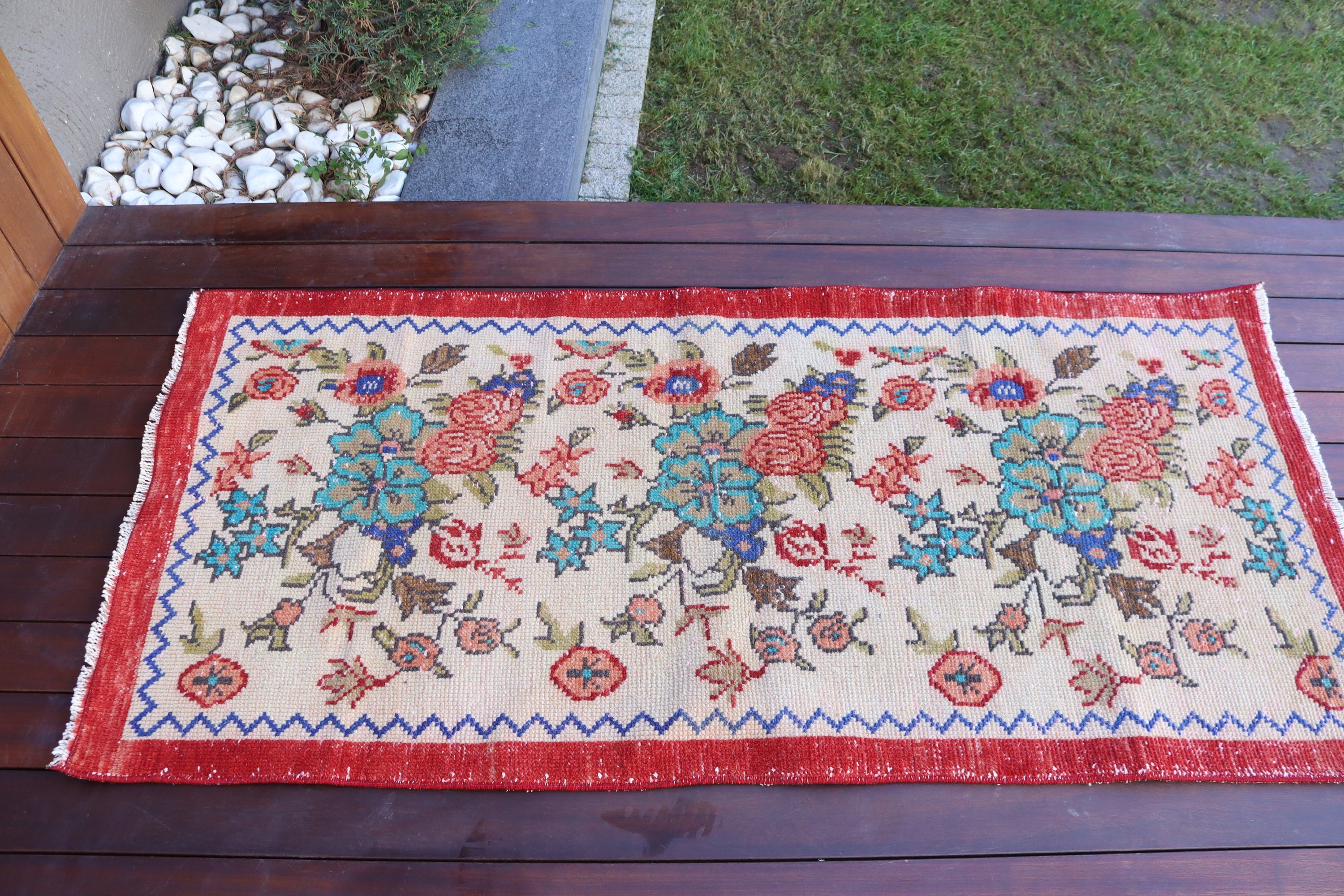 Vintage Rugs, 2.5x4 ft Small Rugs, Cool Rug, Aesthetic Rugs, Turkish Rugs, Kitchen Rugs, Beige Oushak Rug, Bath Rug, Small Vintage Rugs