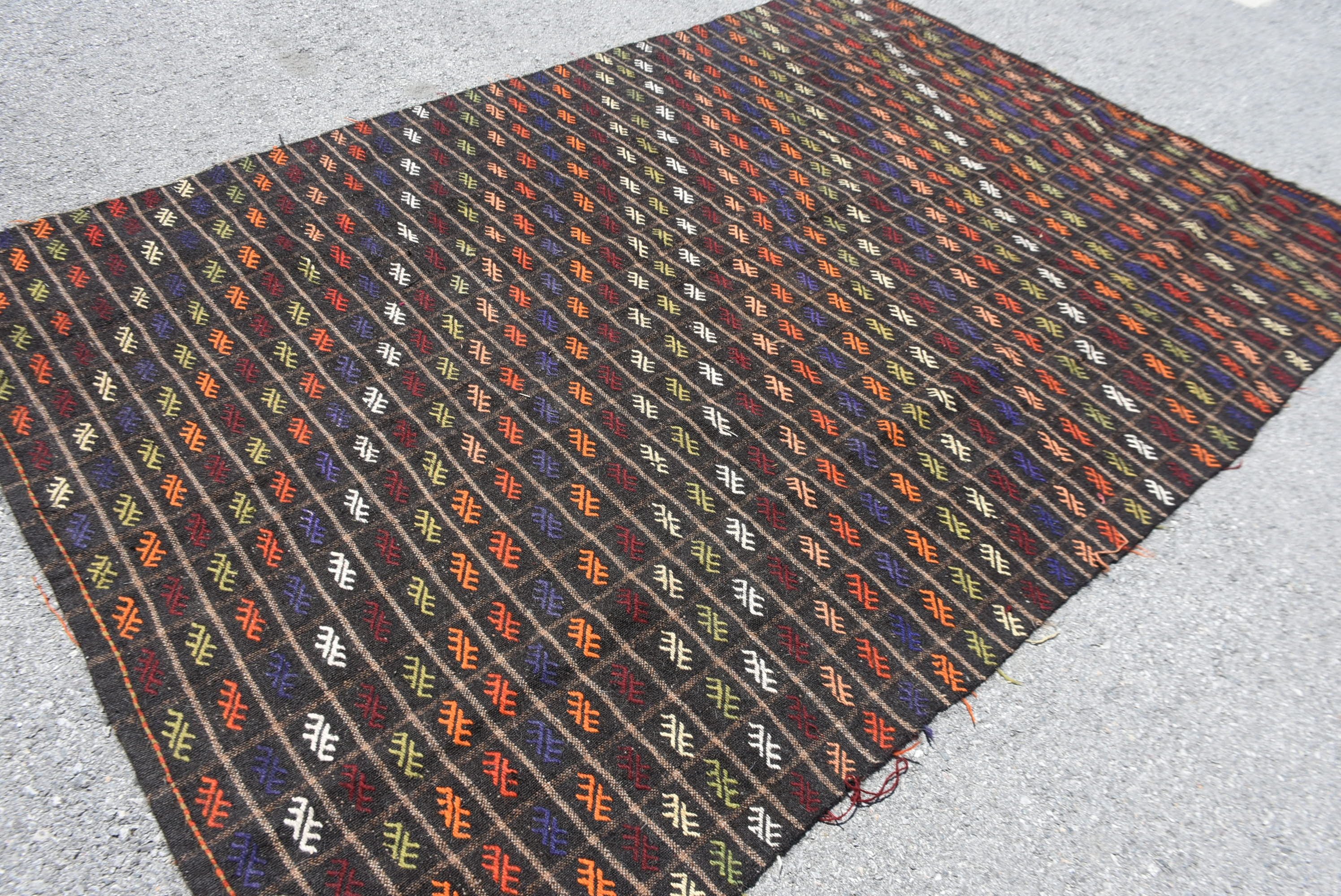 6.4x9.6 ft Büyük Halılar, Salon Halısı, Oturma Odası Halısı, Siyah Yer Halısı, Vintage Halılar, Sanat Halıları, Türk Halıları, Kilim, Ev Dekor Halısı, Yün Halı