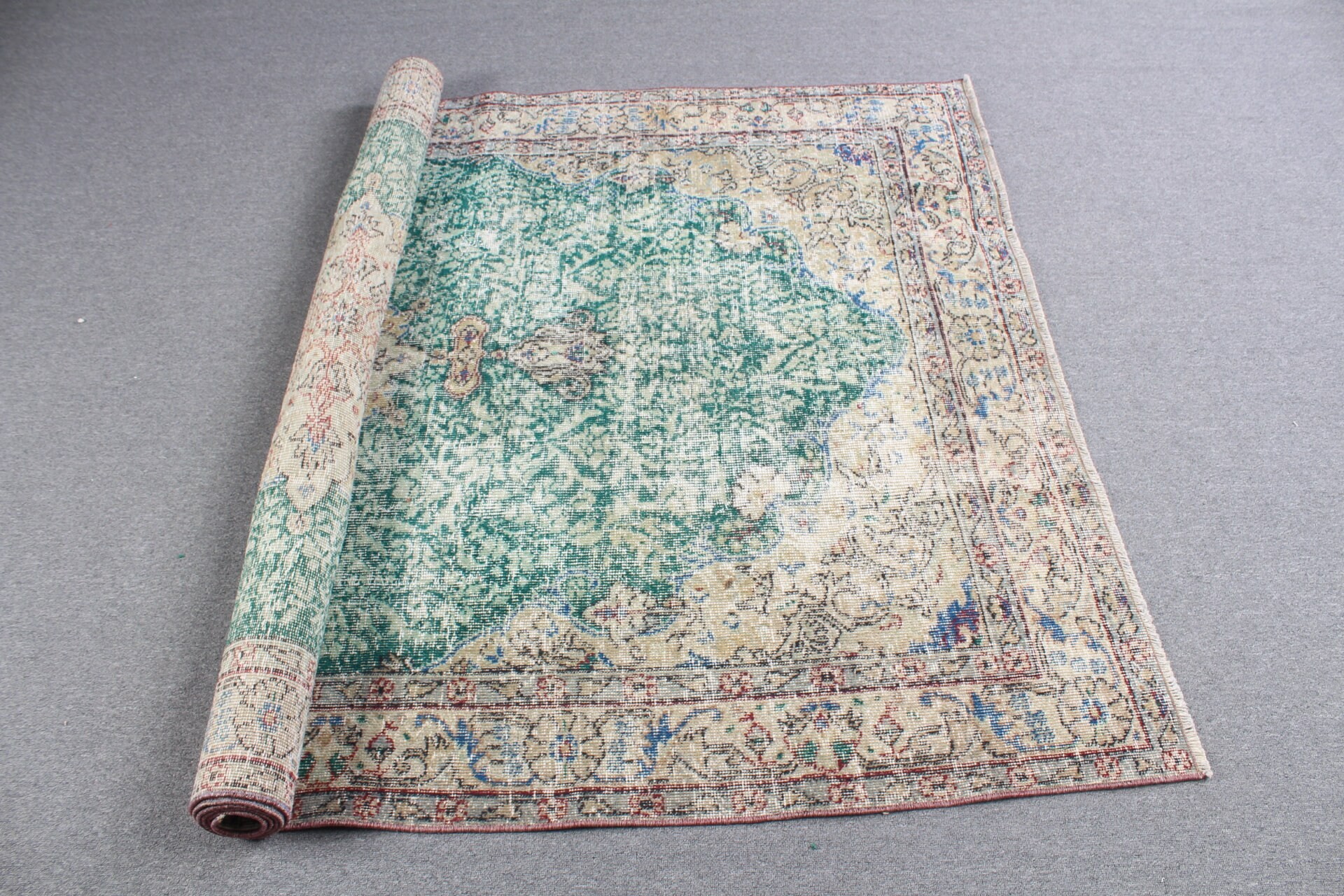 Vintage Halı, Yeşil Mutfak Halısı, Fas Halıları, 5.1x8.9 ft Büyük Halı, Oturma Odası Halıları, Yatak Odası Halıları, Yatak Odası Halıları, Türk Halısı